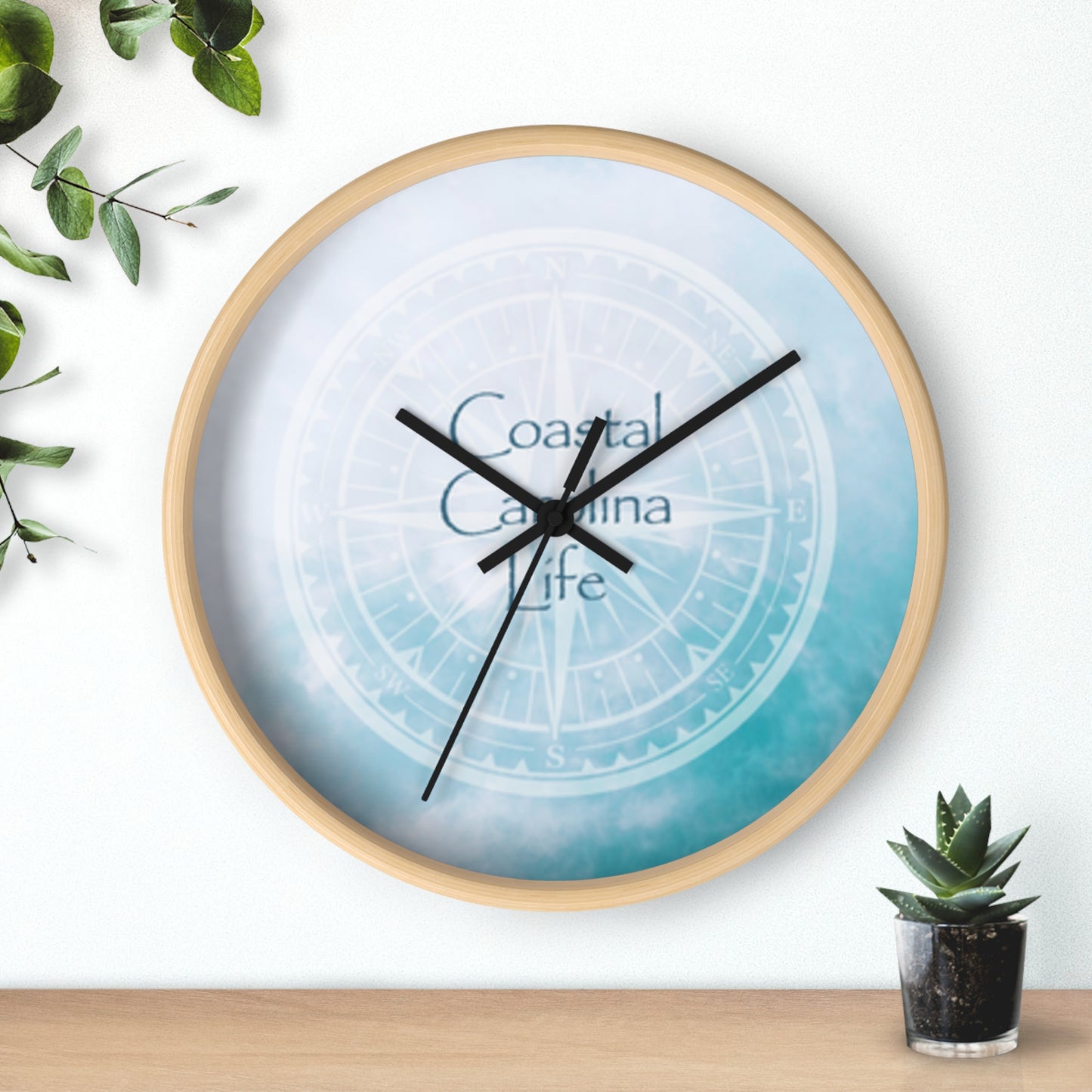 Compass with Clouds Coastal Carolina Wall Clock