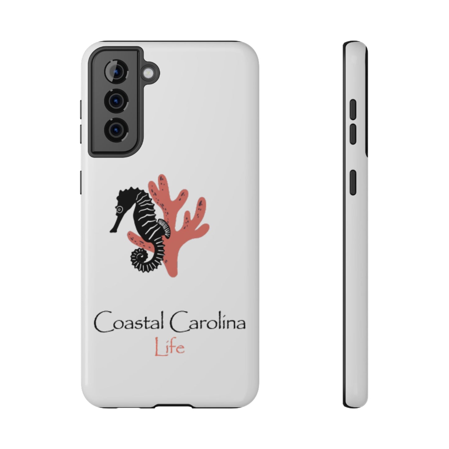 Impact-Resistant Phone Case - iPhone or Samsung - Seahorse and Coral