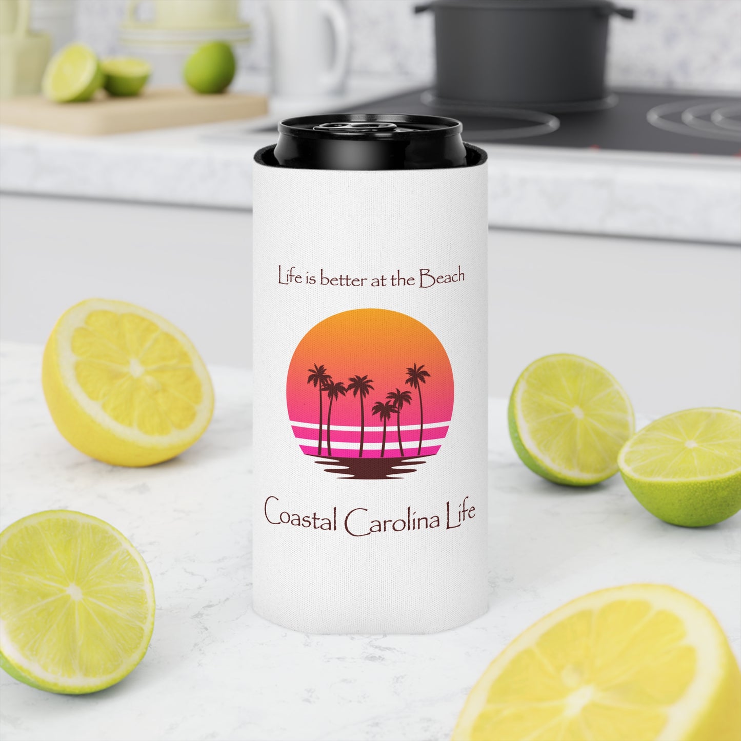 Life is better at the Beach Coastal Slim Koozie
