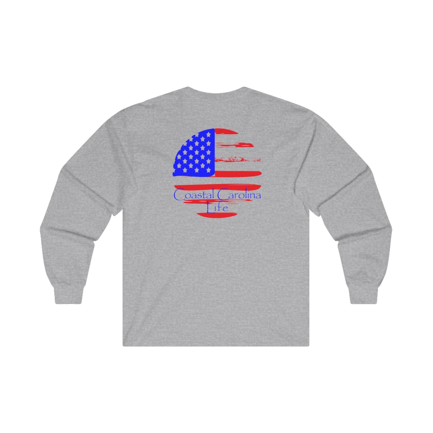 Men's Long Sleeve Cotton T-Shirt - American Flag