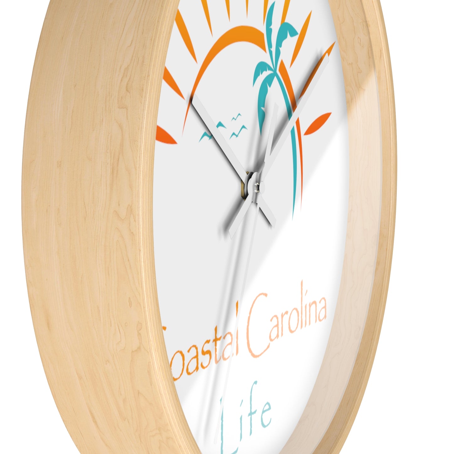 Palm Tree and Sun Rays Coastal Carolina Wall Clock