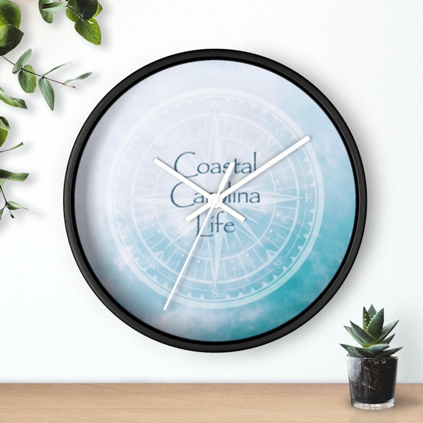 Compass with Clouds Coastal Carolina Wall Clock