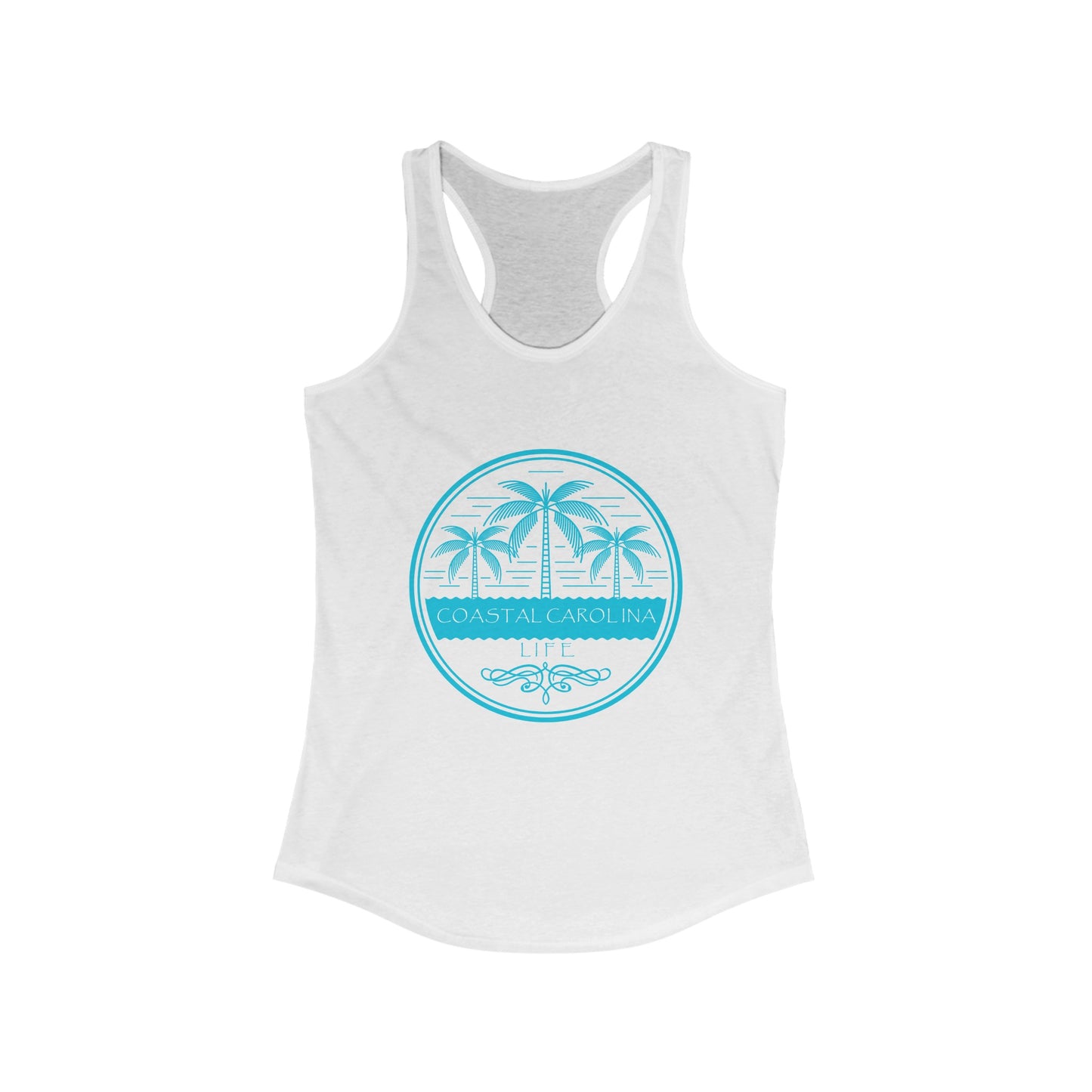 Women's Coastal Tank Top - Palm Trees and Water
