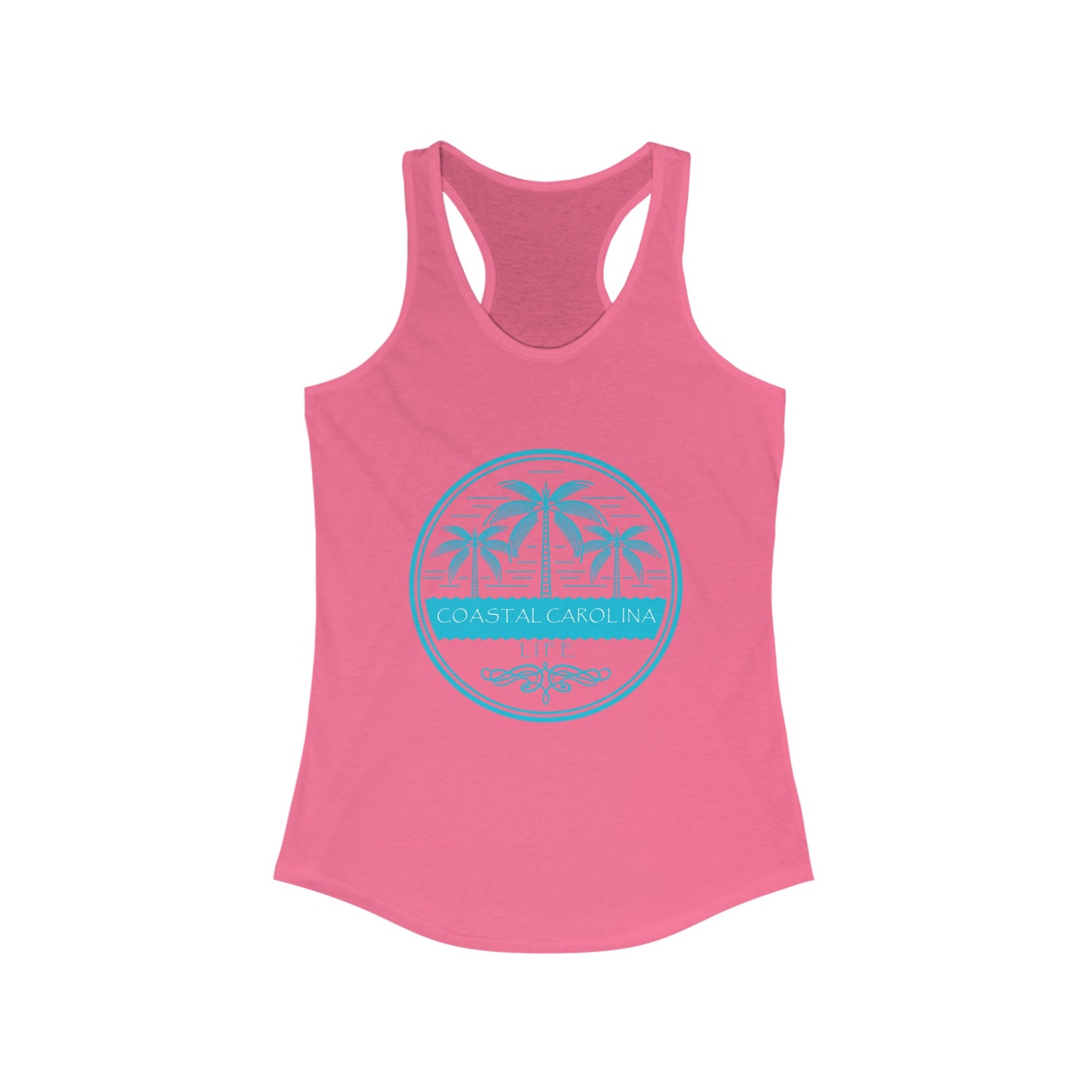 Women's Coastal Tank Top - Palm Trees and Water