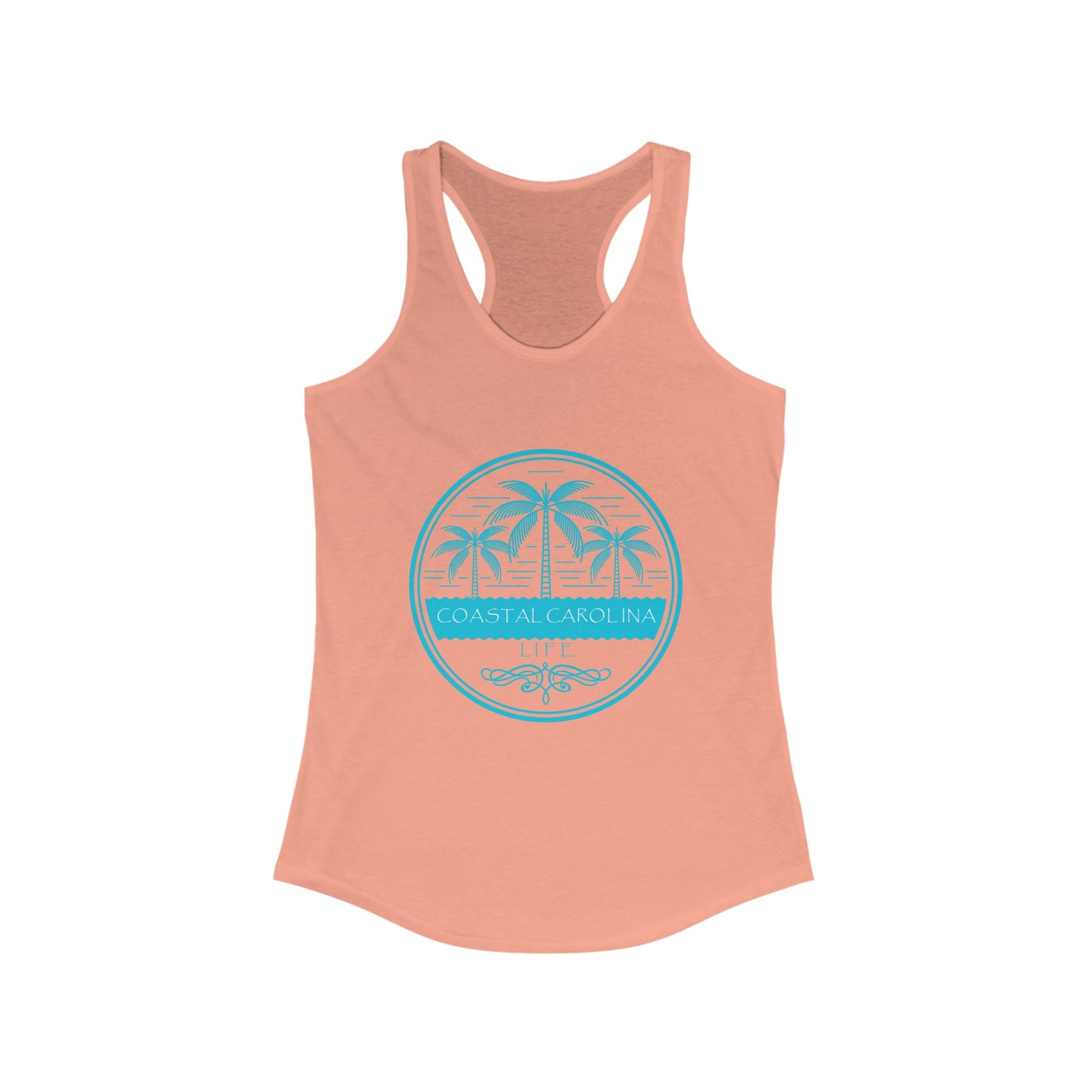 Women's Coastal Tank Top - Palm Trees and Water
