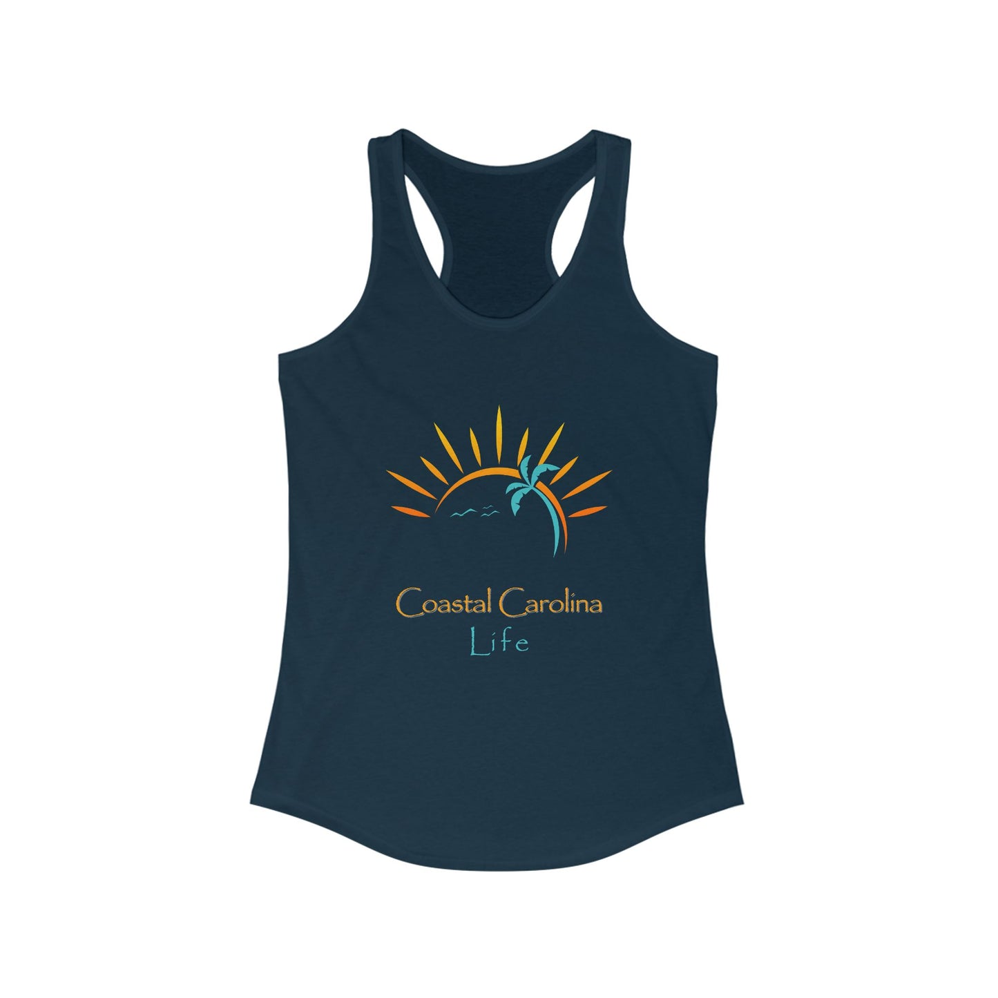 Women's Coastal Tank Top - Palm Tree and Sun Rays