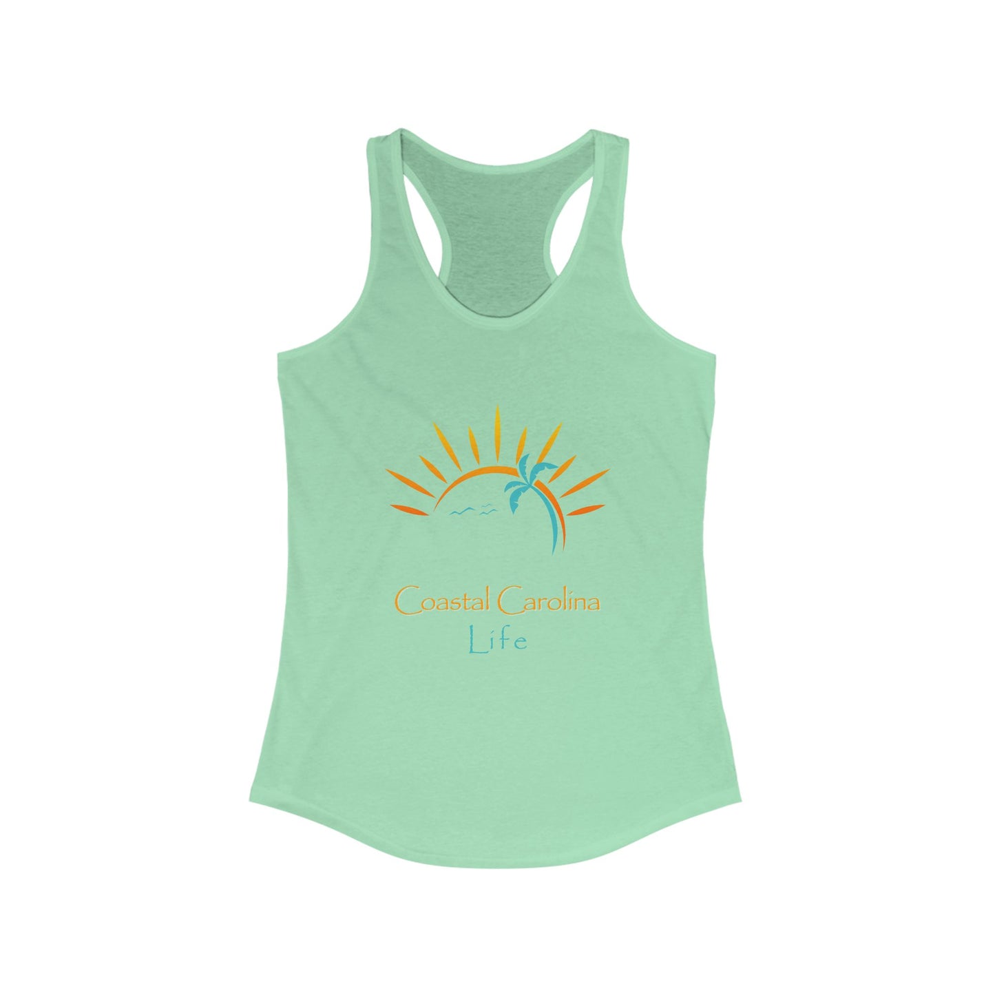 Women's Coastal Tank Top - Palm Tree and Sun Rays