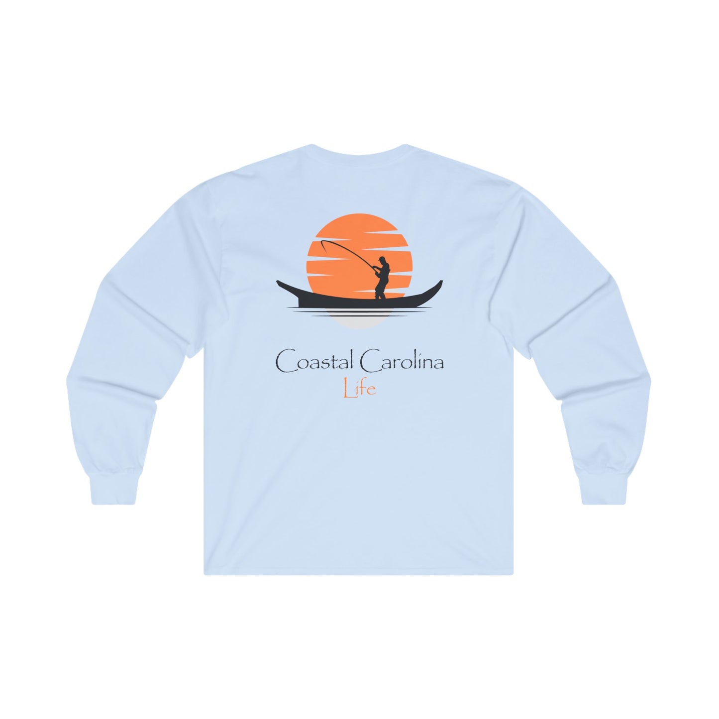 Men's Long Sleeve Cotton T-Shirt - Fishing Boat
