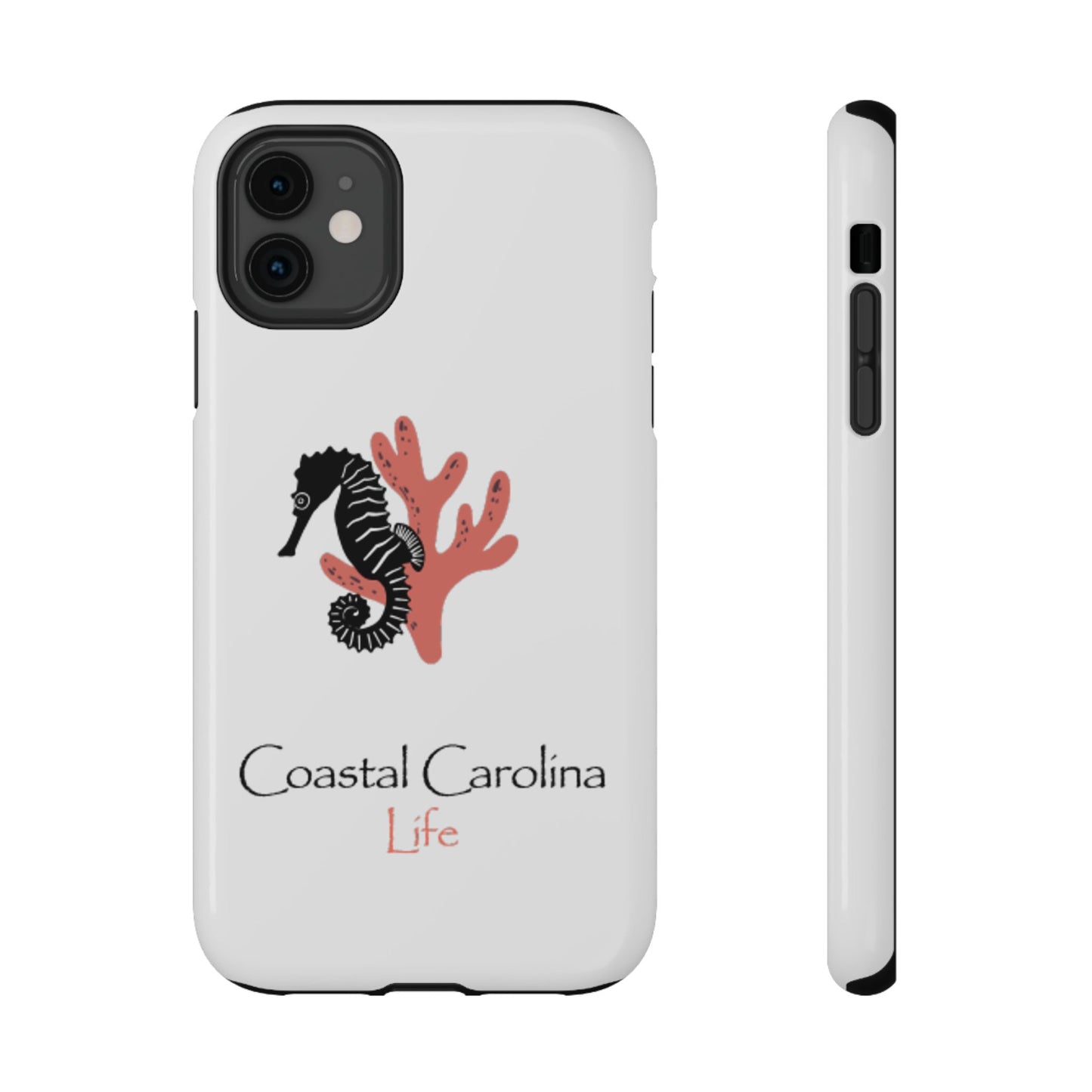 Impact-Resistant Phone Case - iPhone or Samsung - Seahorse and Coral