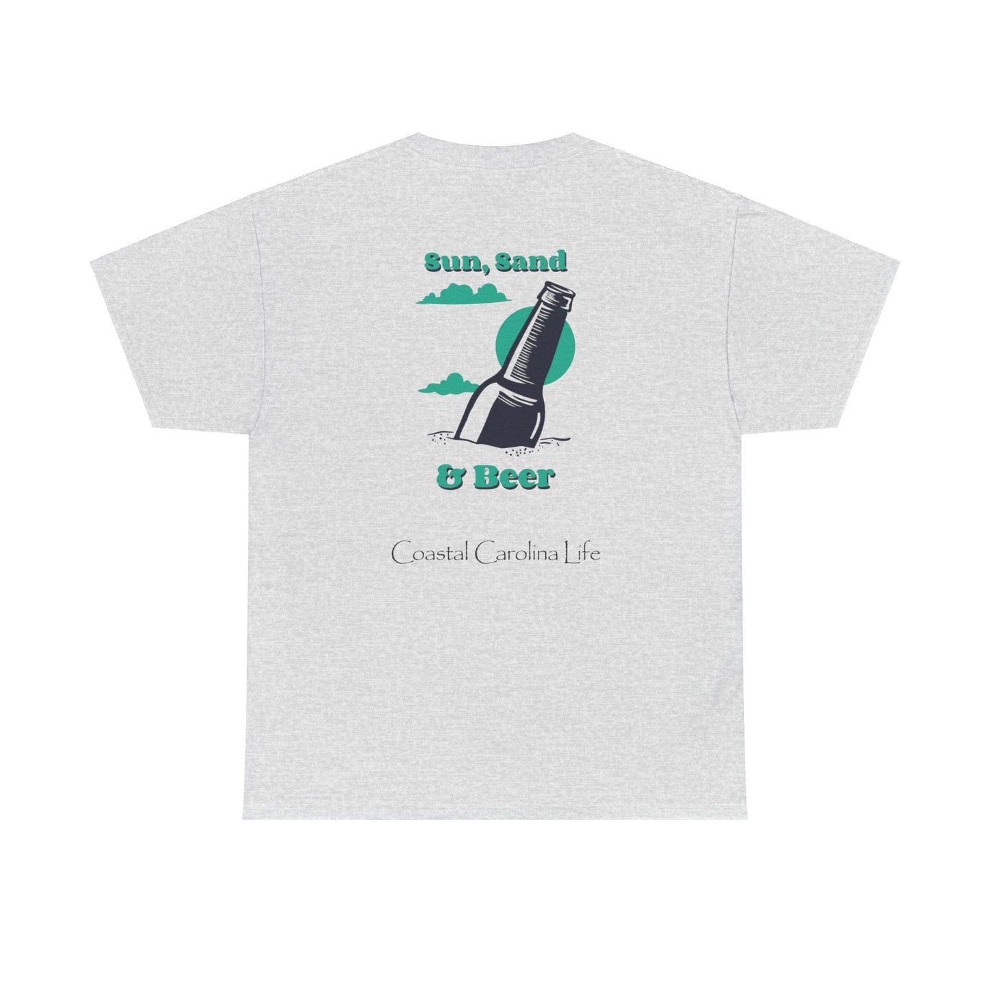 Men's Heavy Cotton T-Shirt - Sun, Sand & Beer