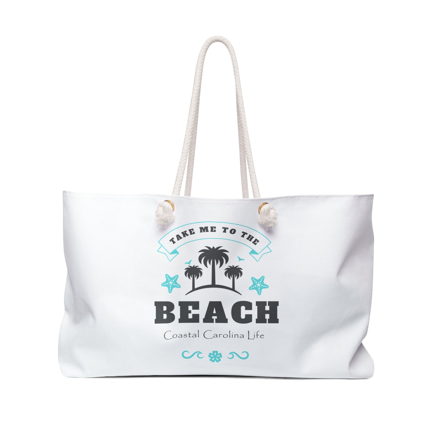 Take Me to the Beach Coastal Weekender Tote with Rope Handles