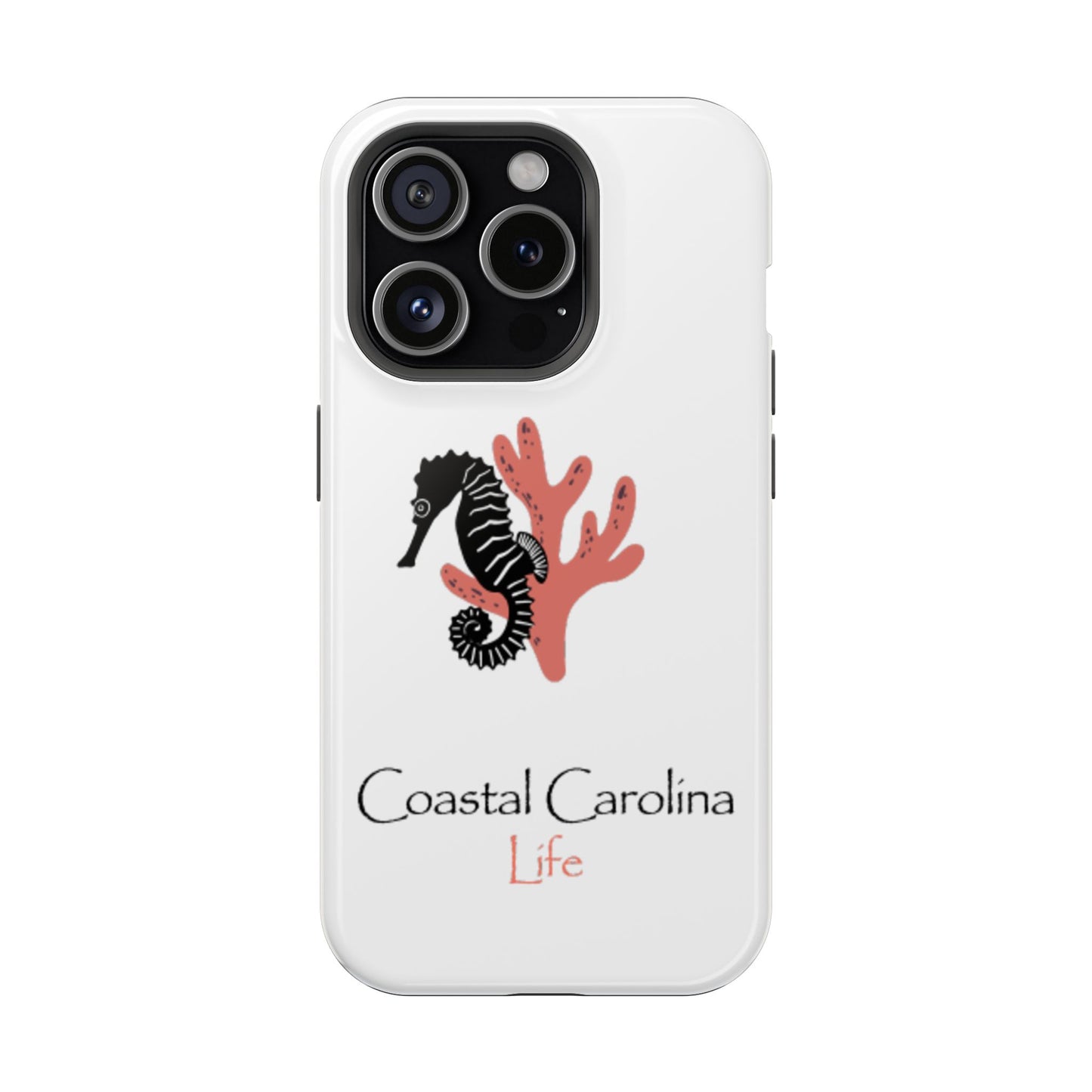 Impact-Resistant Phone Case - iPhone or Samsung - Seahorse and Coral
