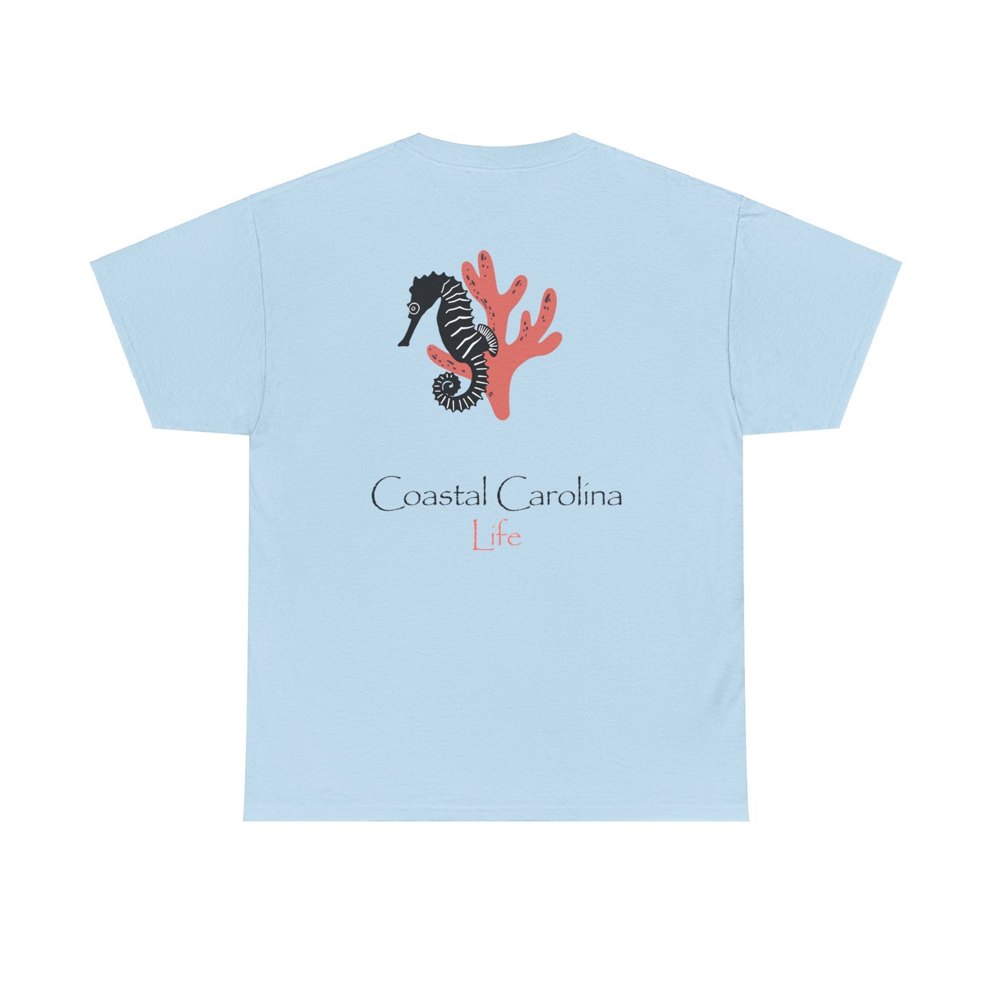 Women's Heavy Cotton T-Shirt - Seahorse and Coral