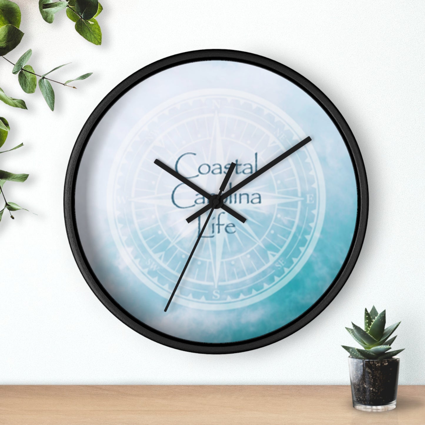 Compass with Clouds Coastal Carolina Wall Clock