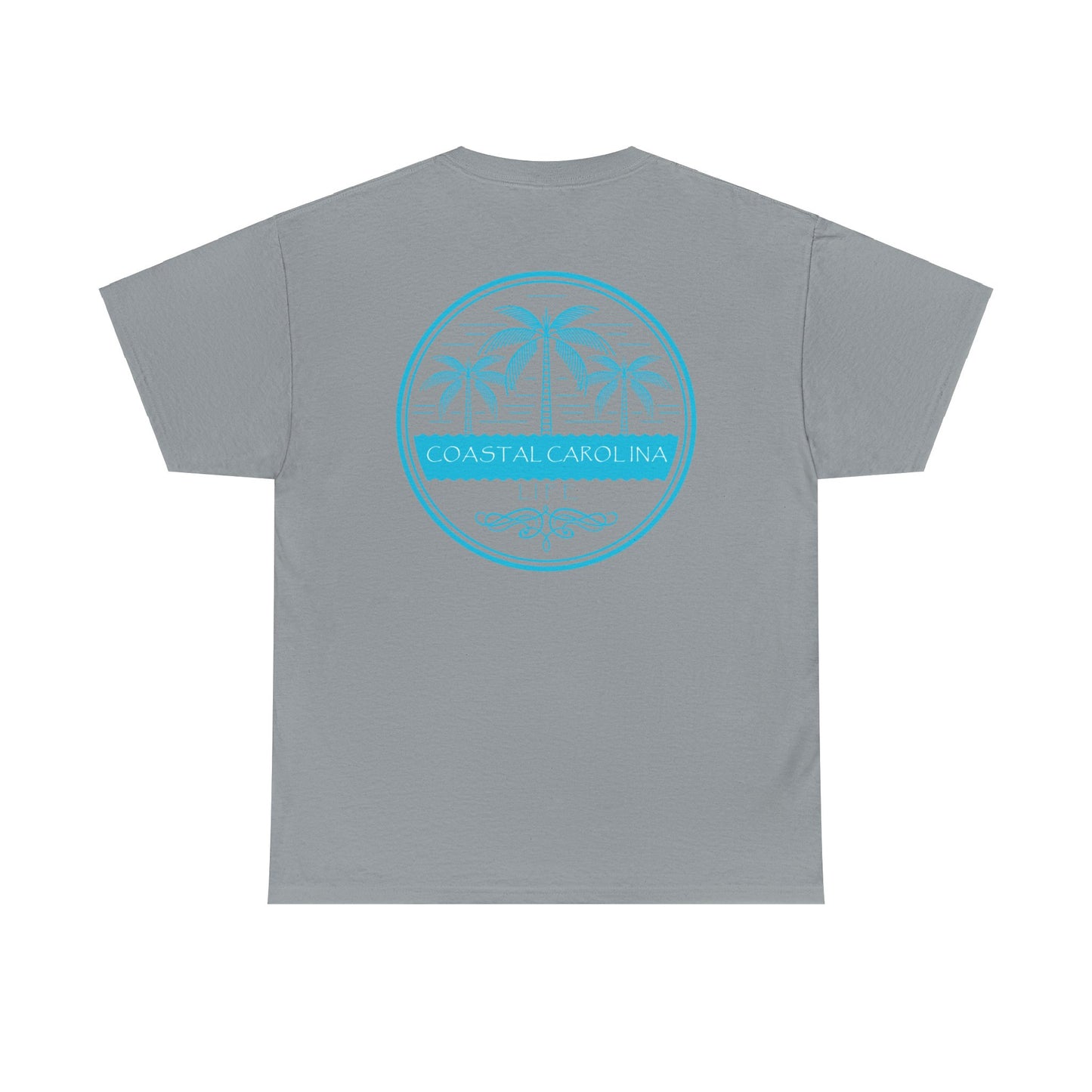 Men's Heavy Cotton T-Shirt - Palm Trees and Water