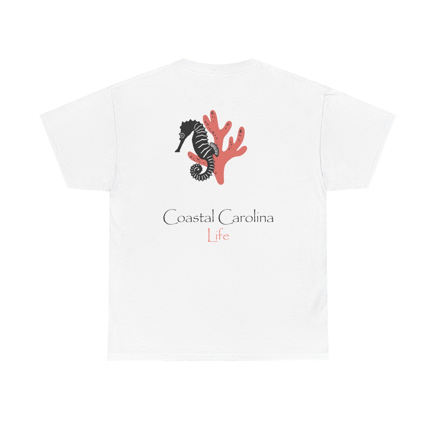 Women's Heavy Cotton T-Shirt - Seahorse and Coral