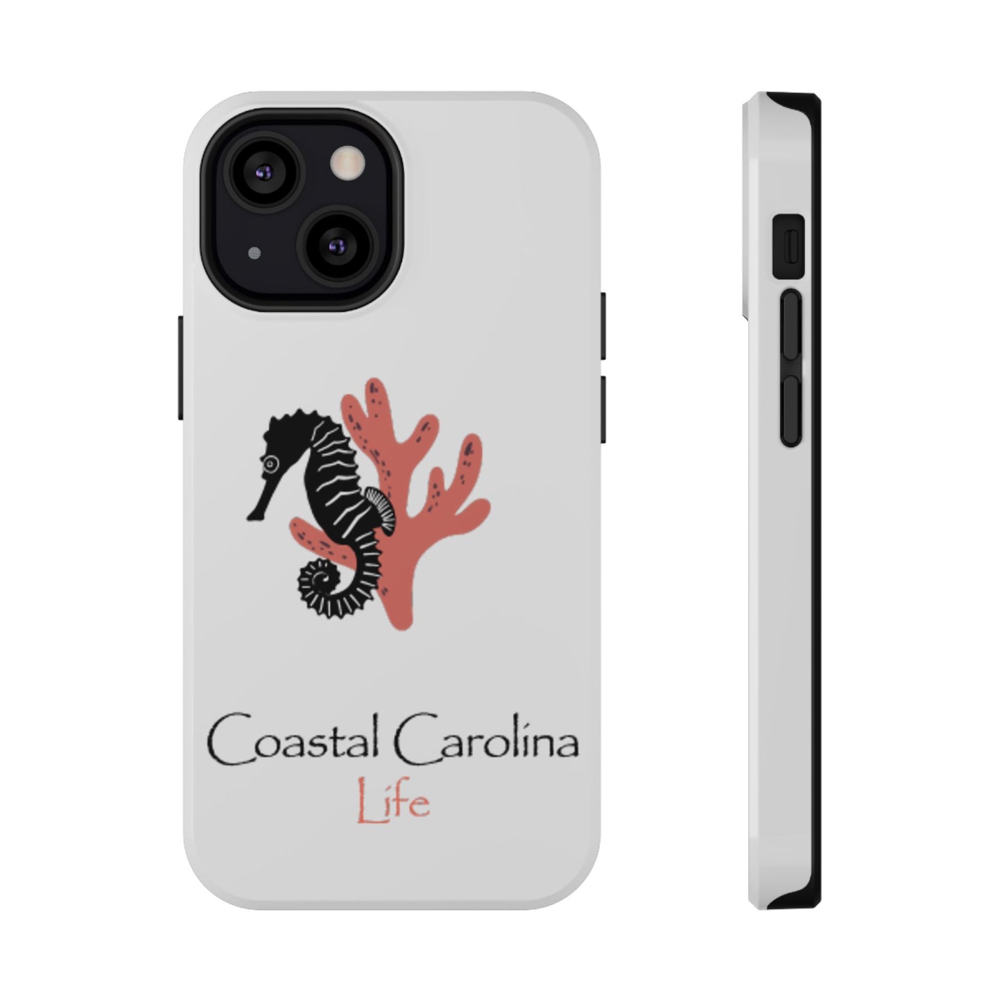 Impact-Resistant Phone Case - iPhone or Samsung - Seahorse and Coral