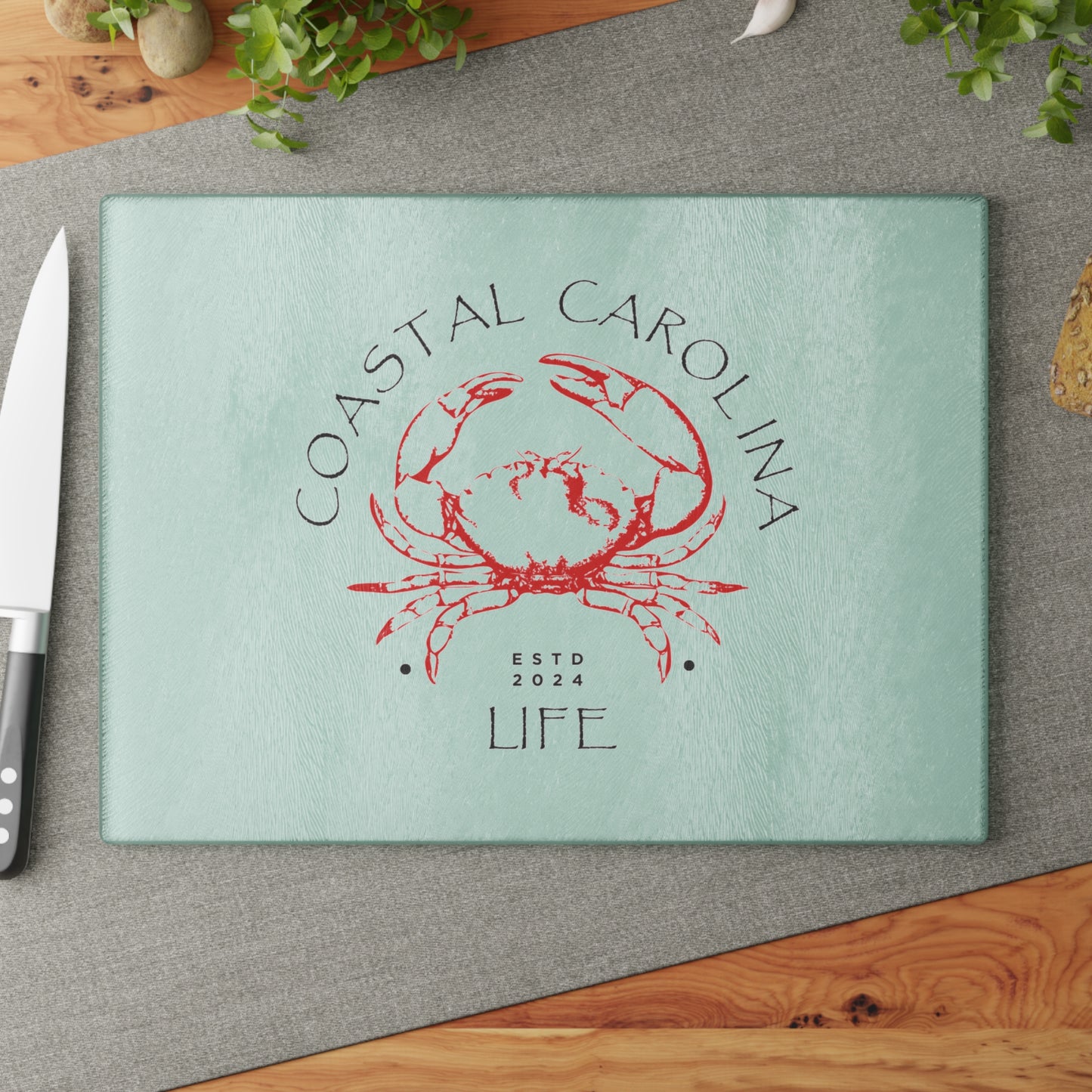 Crab Tempered Glass Cutting Board