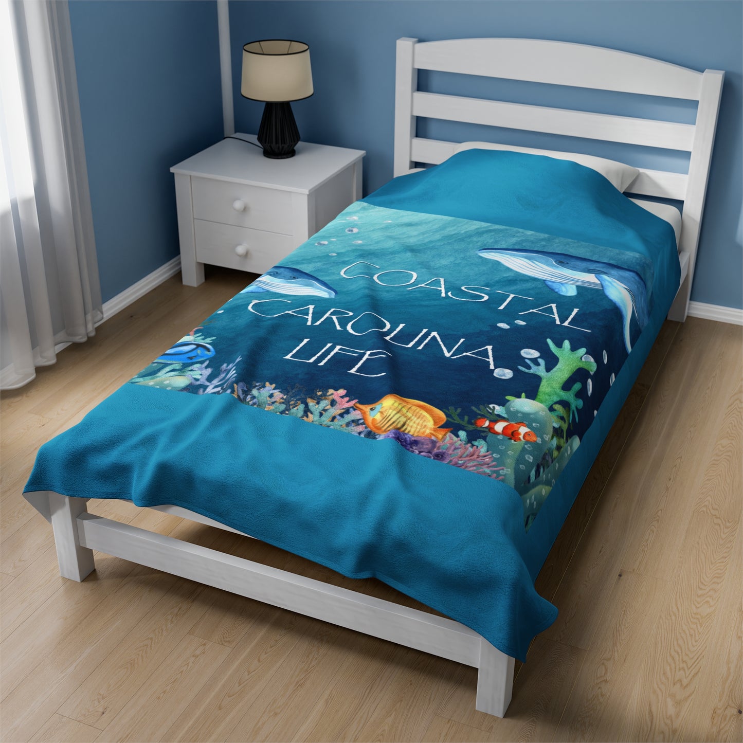 Blue Whales Velveteen Plush Blanket