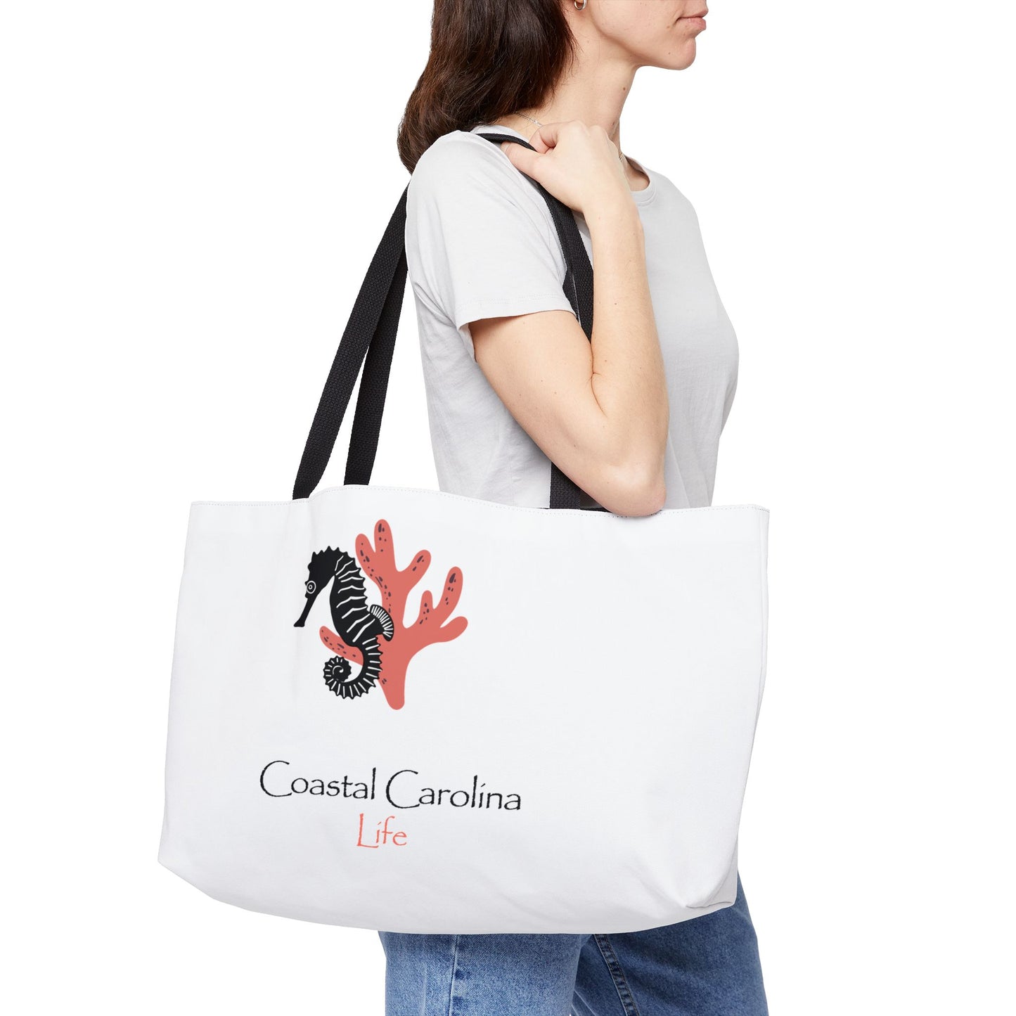 Seahorse and Coral Coastal Weekender Tote