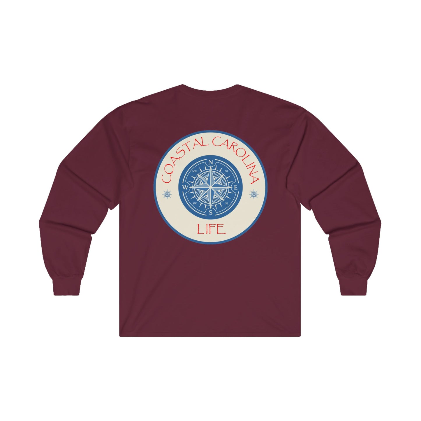 Men's Long Sleeve Cotton T-Shirt - Compass