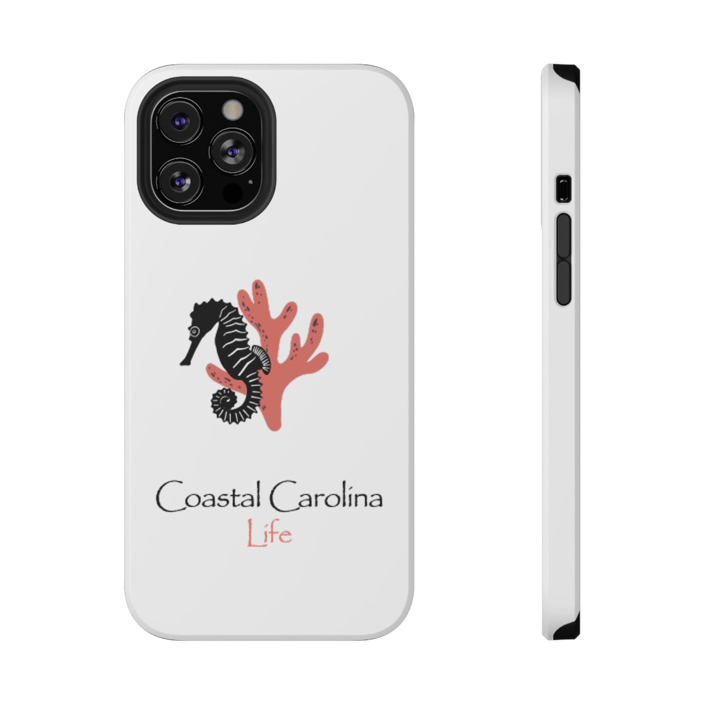 Impact-Resistant Phone Case - iPhone or Samsung - Seahorse and Coral