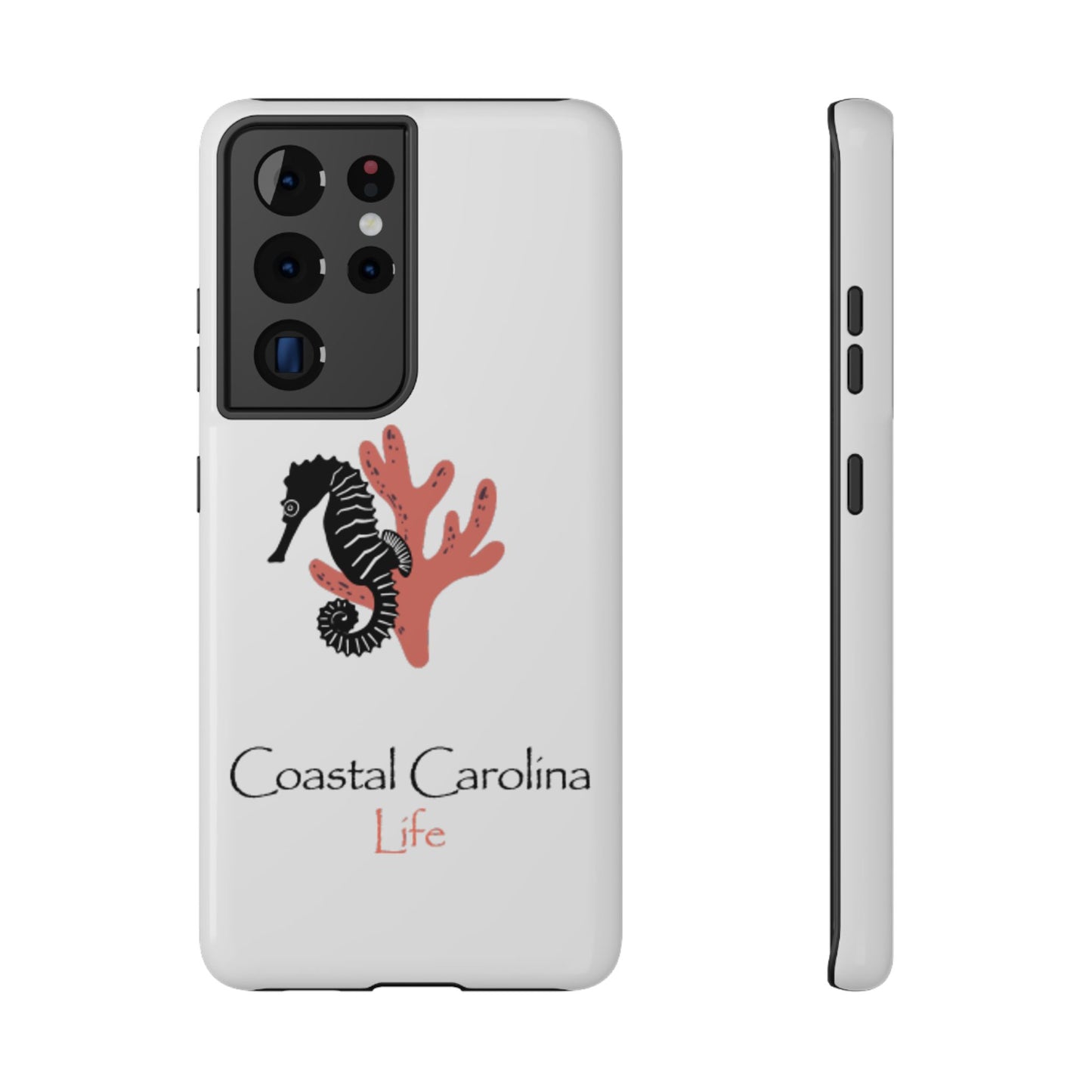 Impact-Resistant Phone Case - iPhone or Samsung - Seahorse and Coral