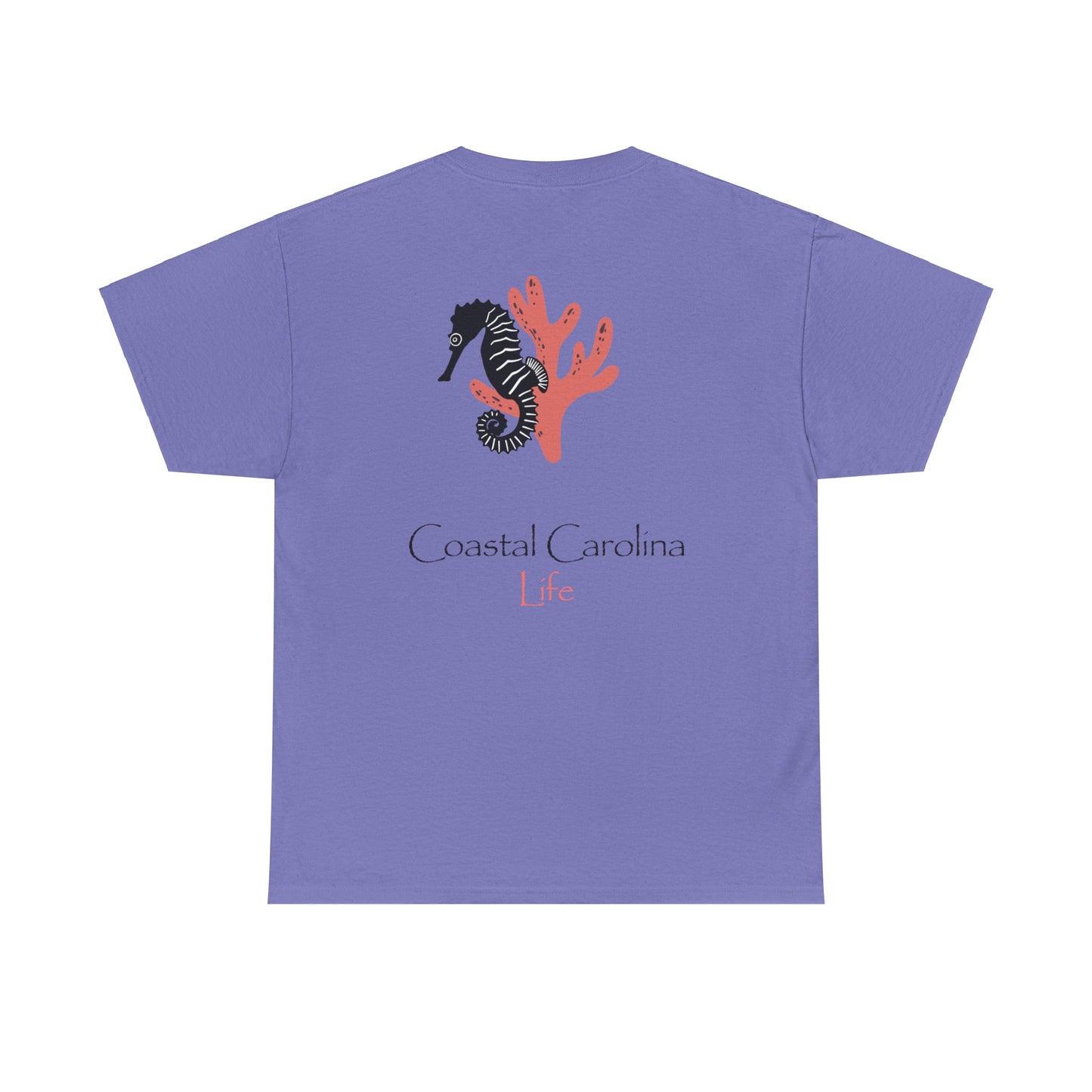 Women's Heavy Cotton T-Shirt - Seahorse and Coral