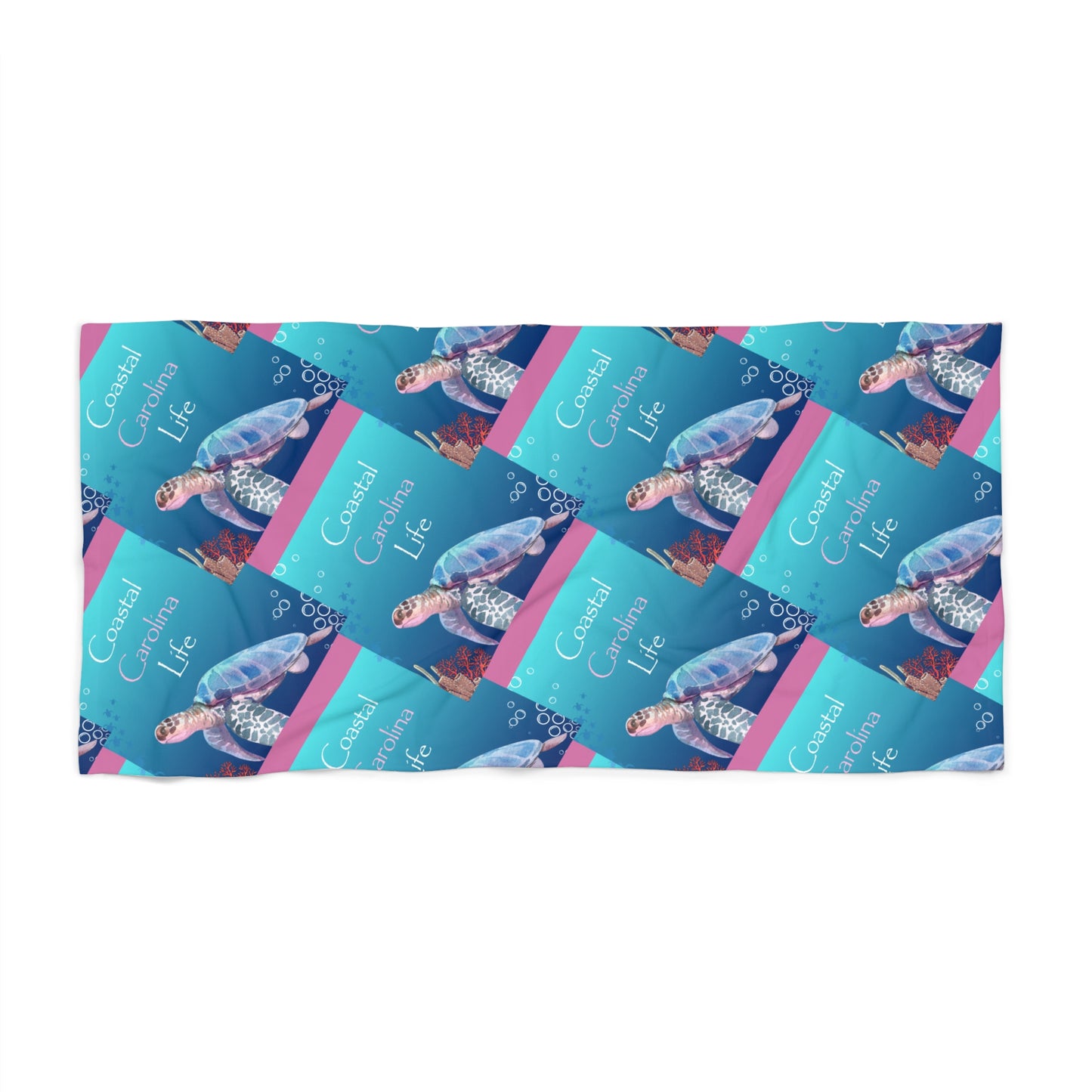 Swimming Sea Turtle Coastal Beach Towel