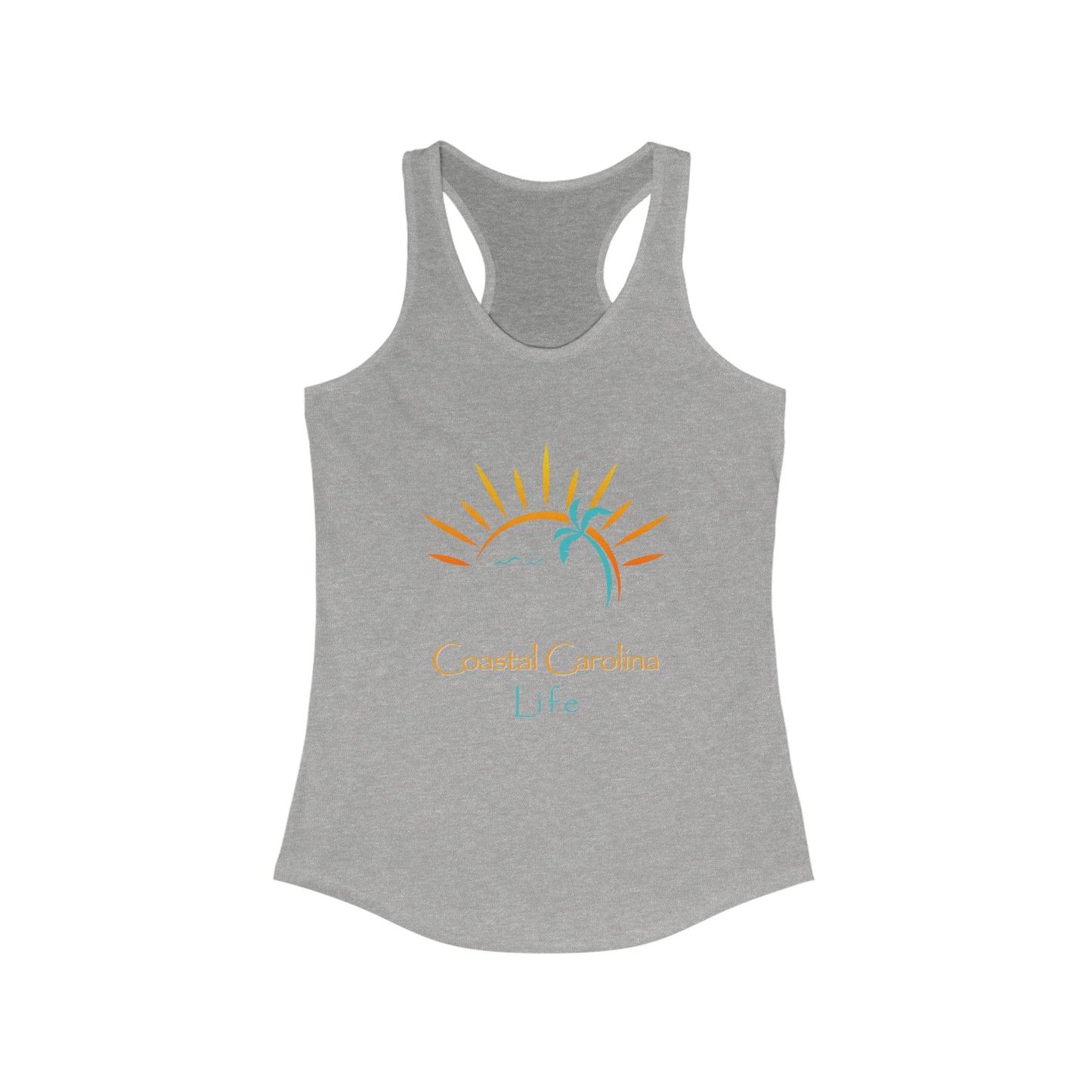 Women's Coastal Tank Top - Palm Tree and Sun Rays