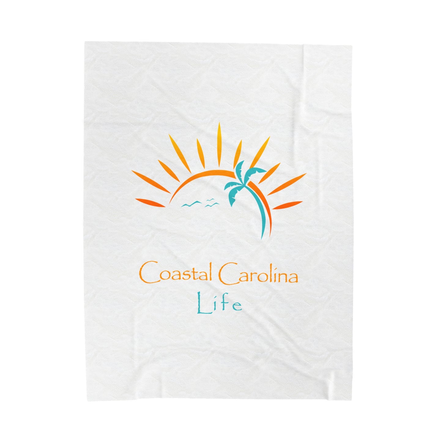 Palm Tree and Sun Rays Velveteen Plush Blanket