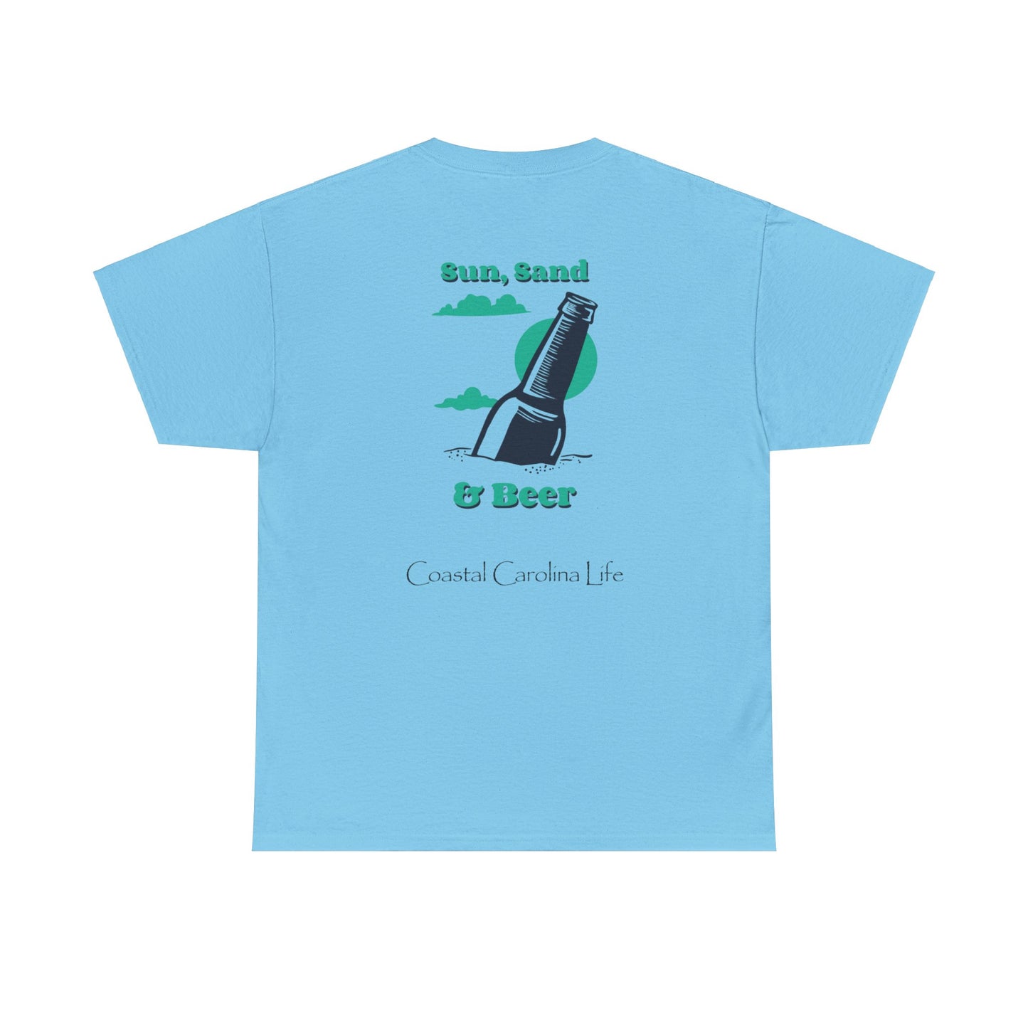 Men's Heavy Cotton T-Shirt - Sun, Sand & Beer