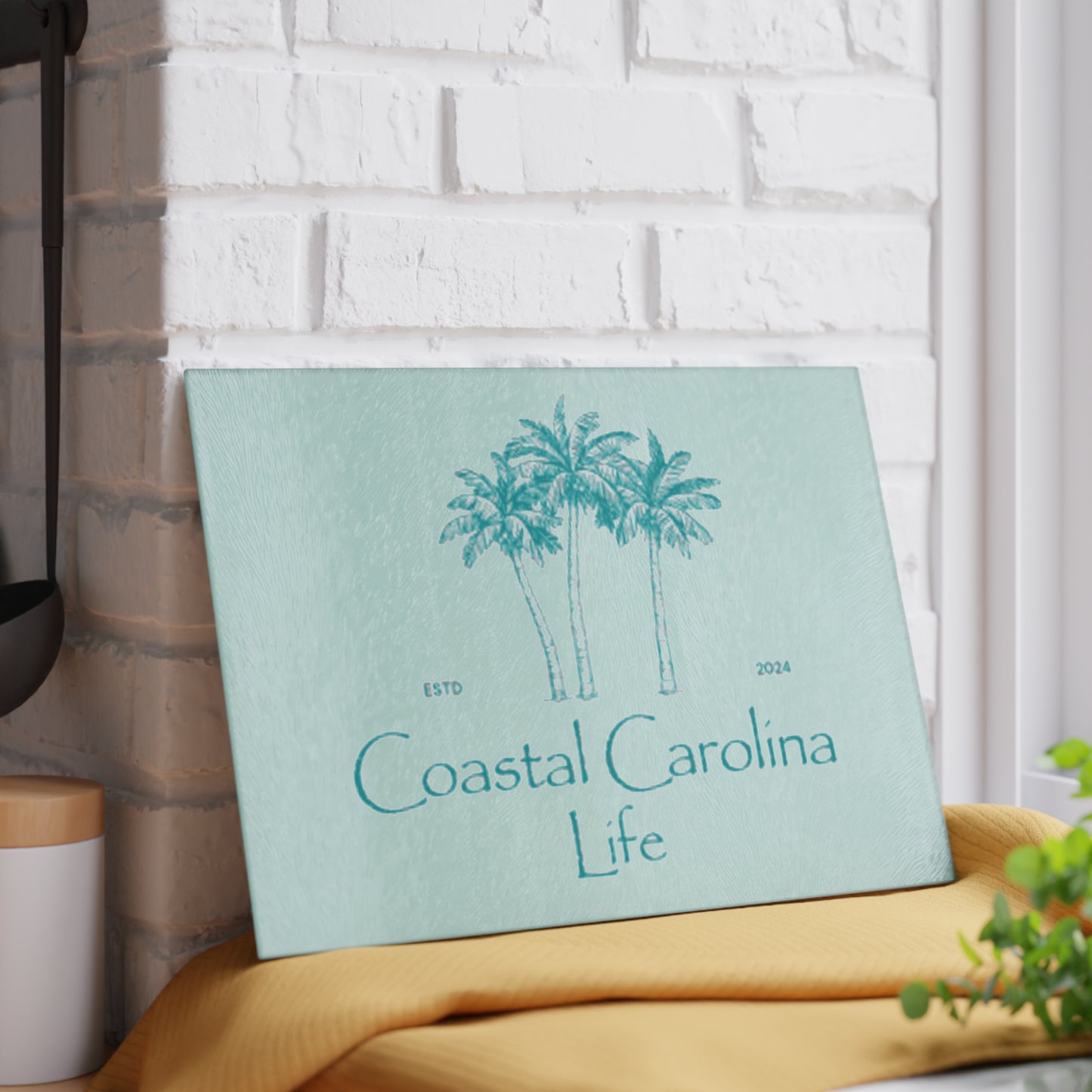 Palm Trees Tempered Glass Cutting Board