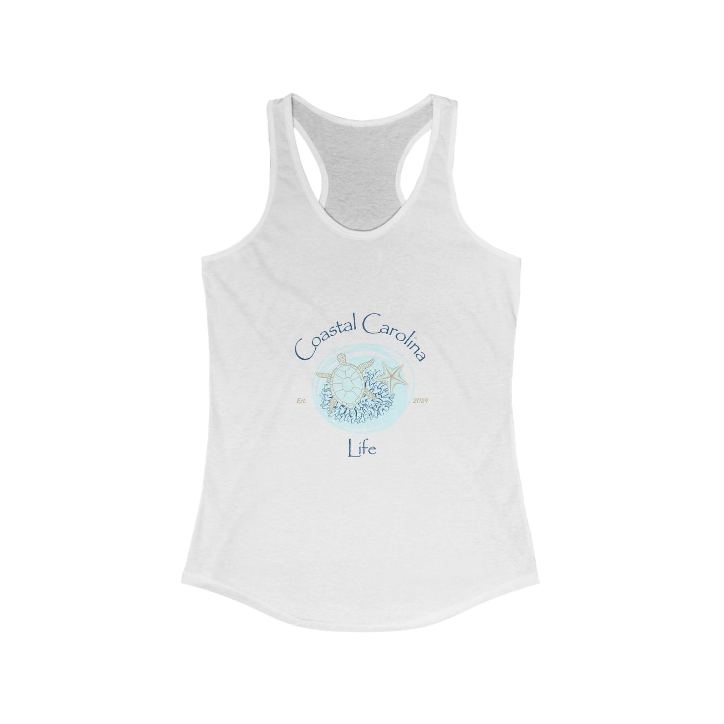 Women's Coastal Tank Top - Turtle and Starfish