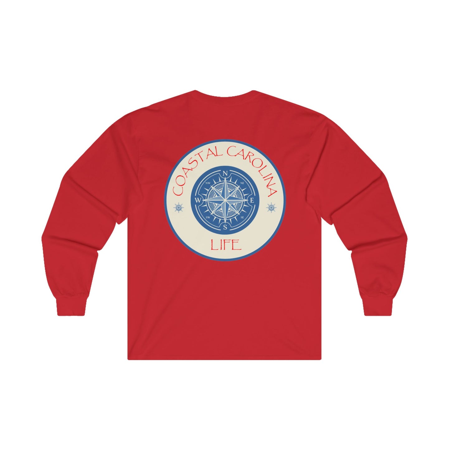 Men's Long Sleeve Cotton T-Shirt - Compass