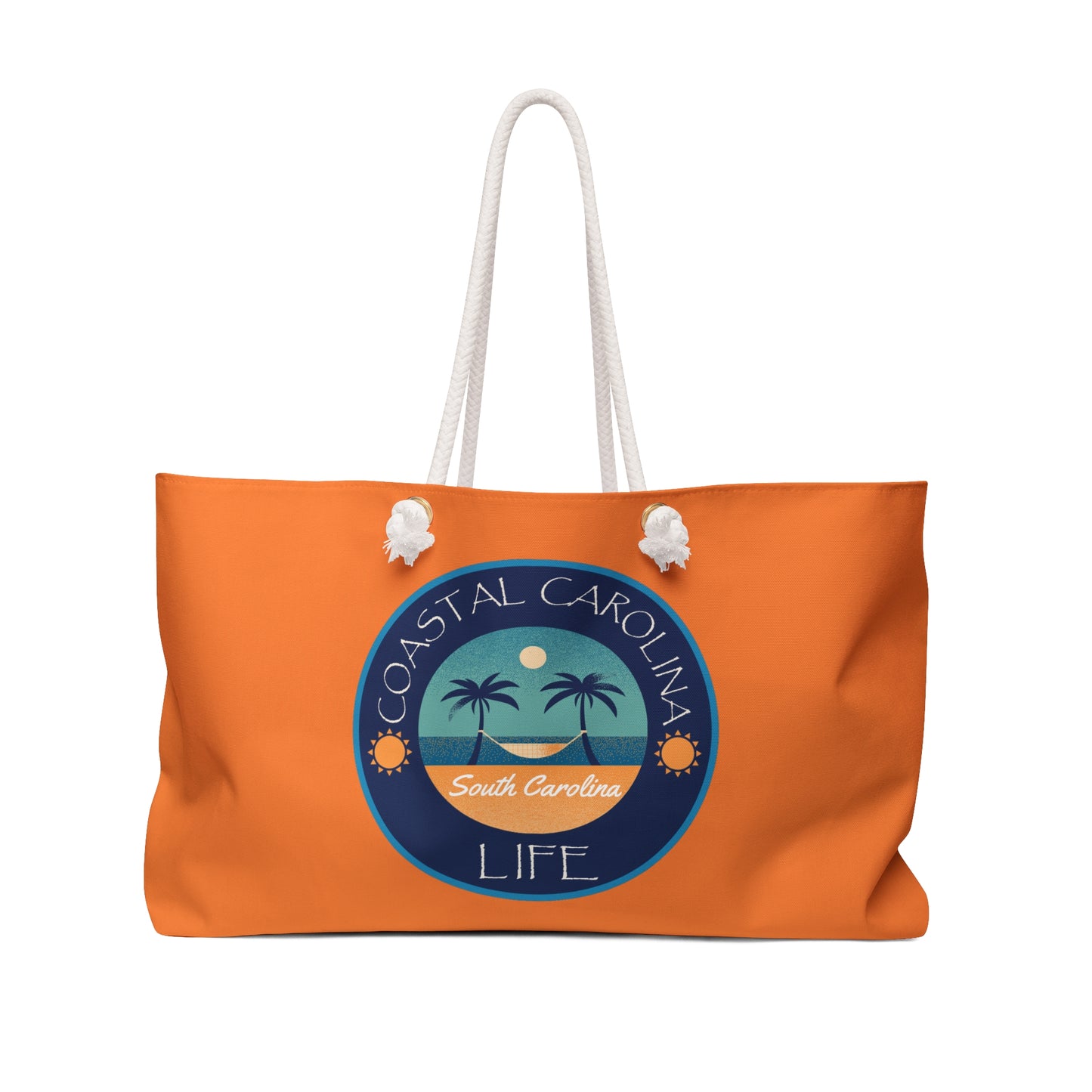 South Carolina Coastal Weekender Tote with Rope Handles - Orange