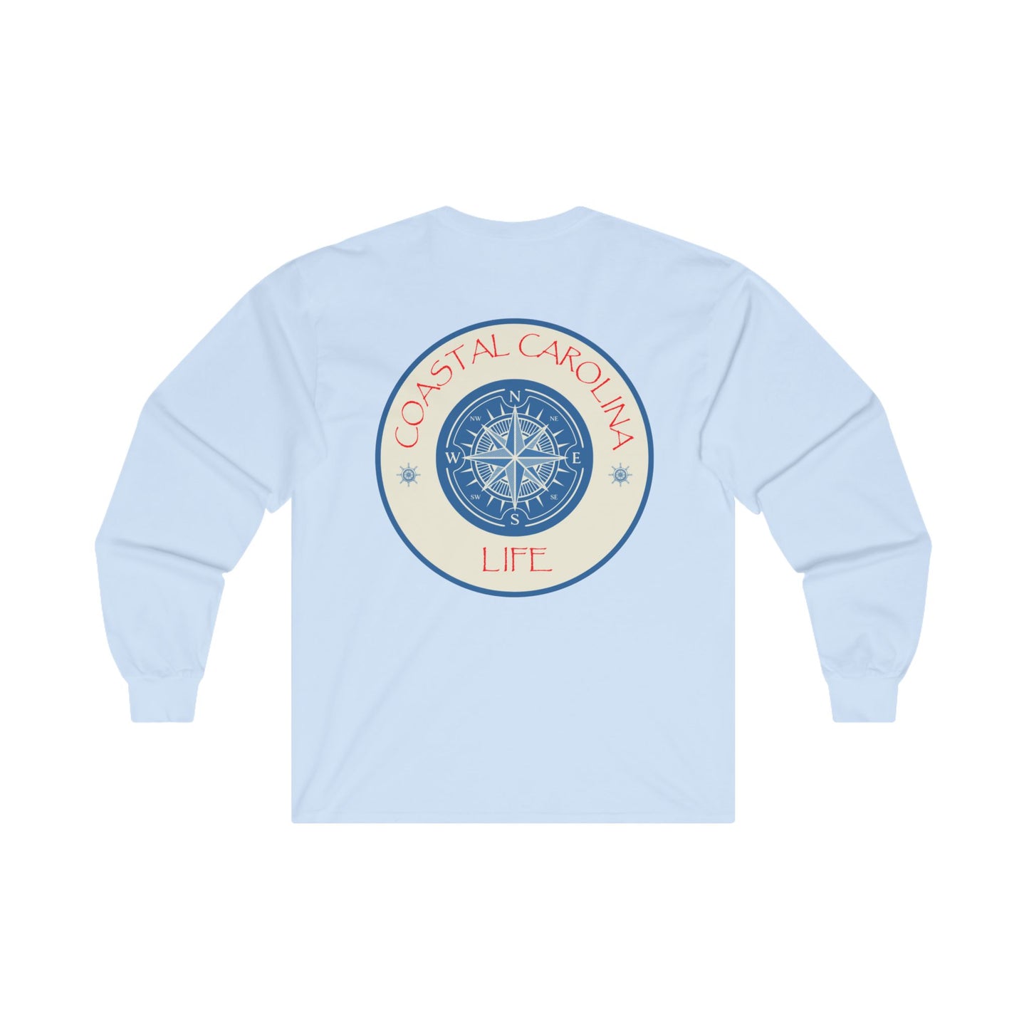 Men's Long Sleeve Cotton T-Shirt - Compass