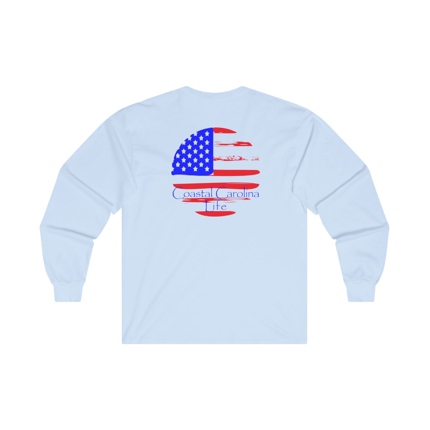 Men's Long Sleeve Cotton T-Shirt - American Flag