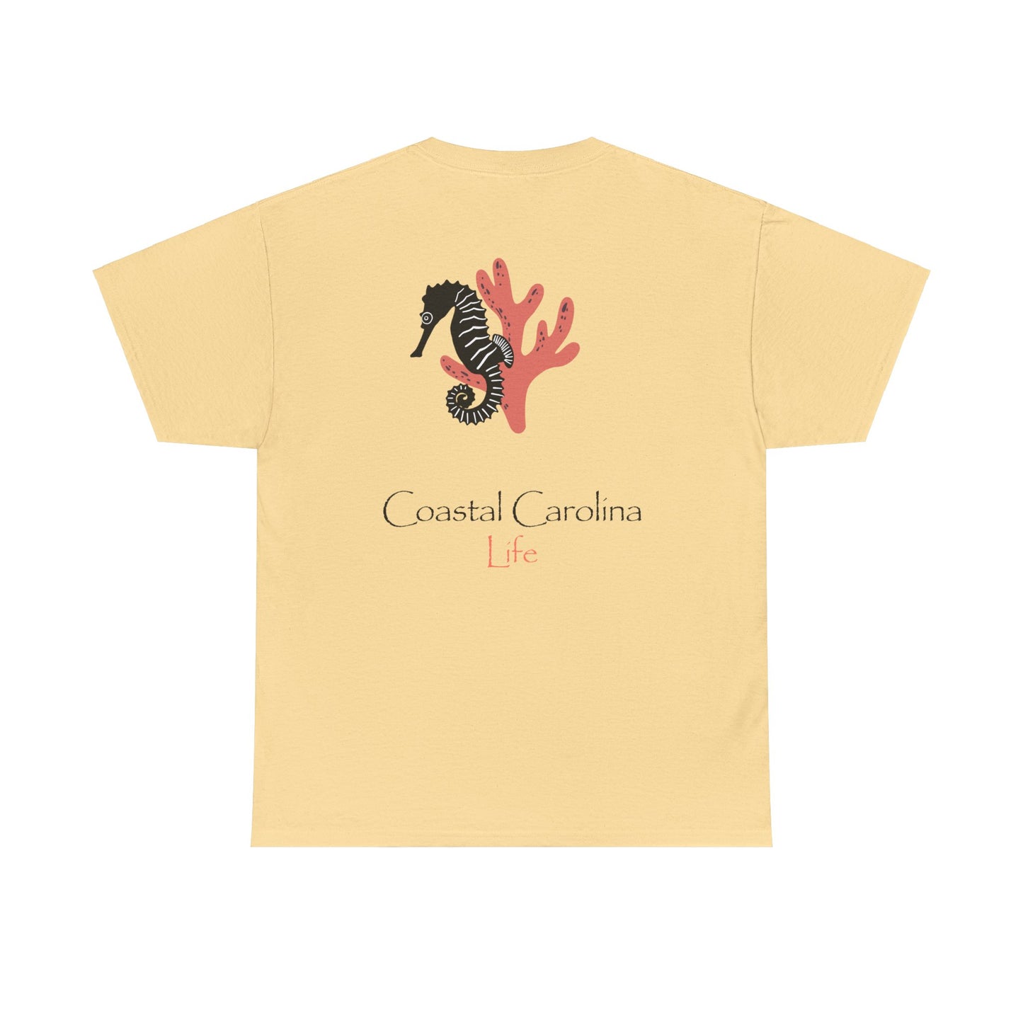 Women's Heavy Cotton T-Shirt - Seahorse and Coral