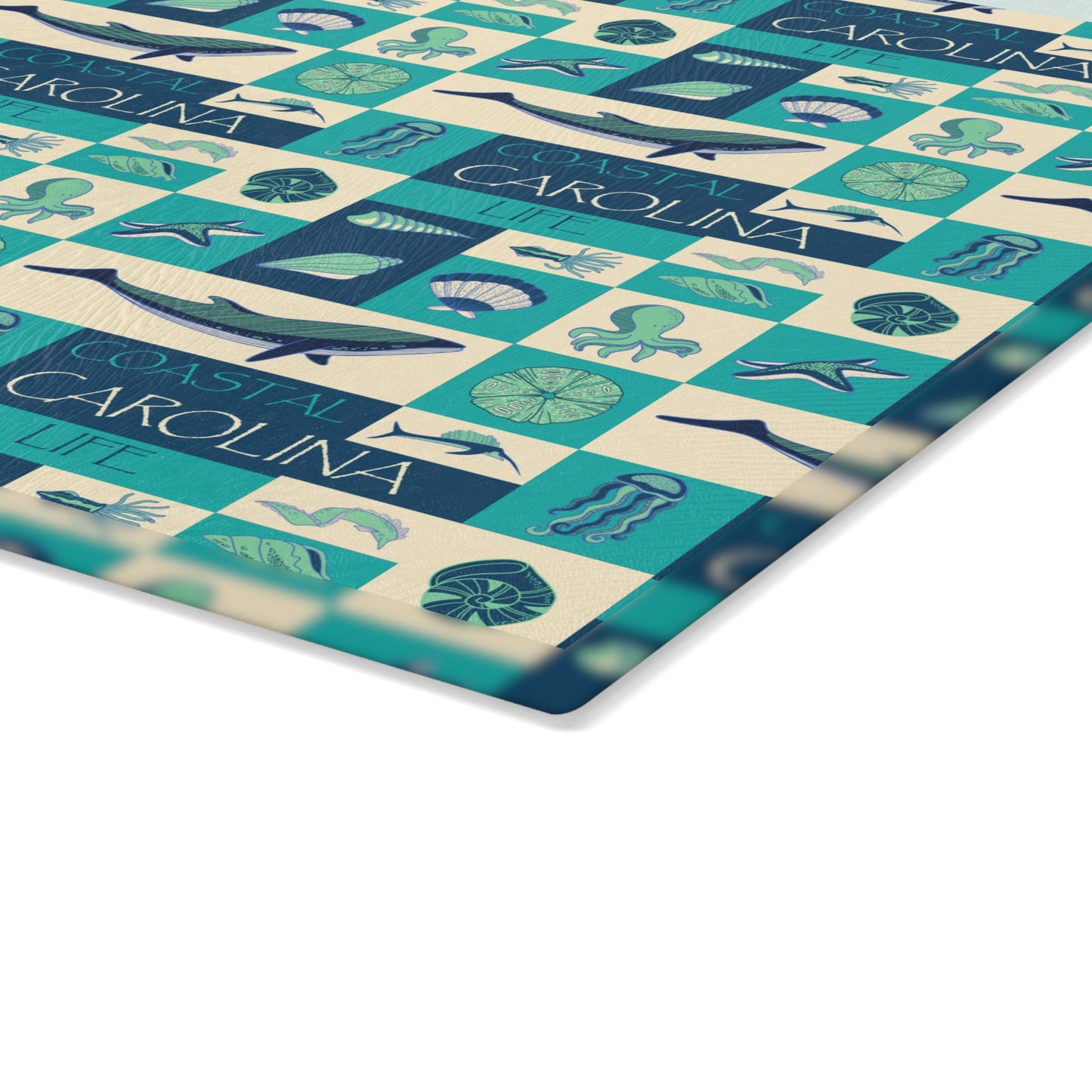 Sea Life Tempered Glass Cutting Board
