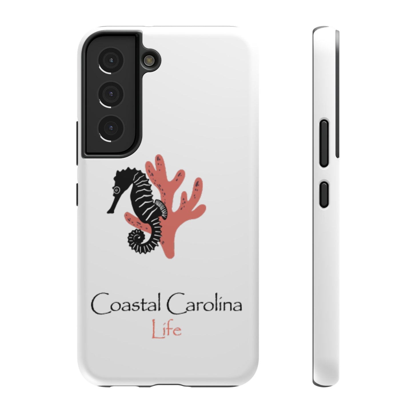 Impact-Resistant Phone Case - iPhone or Samsung - Seahorse and Coral