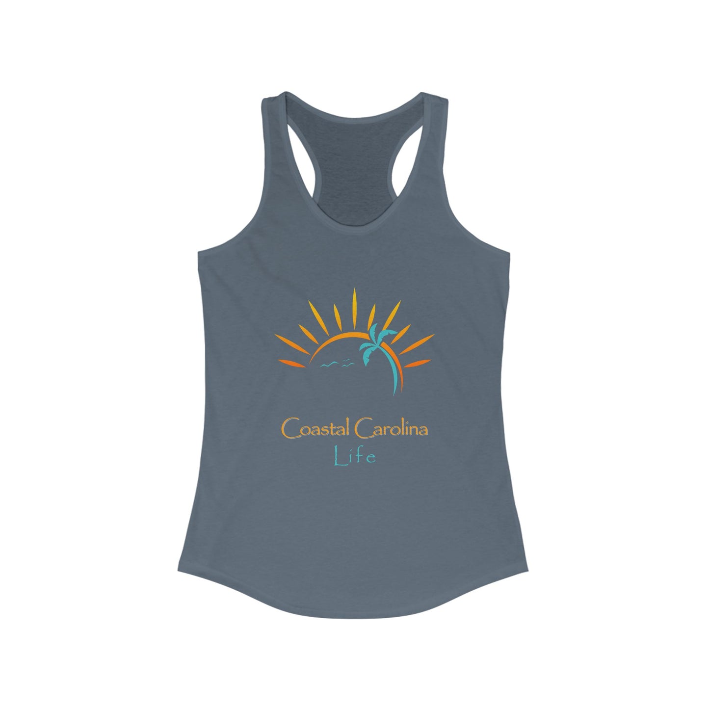 Women's Coastal Tank Top - Palm Tree and Sun Rays