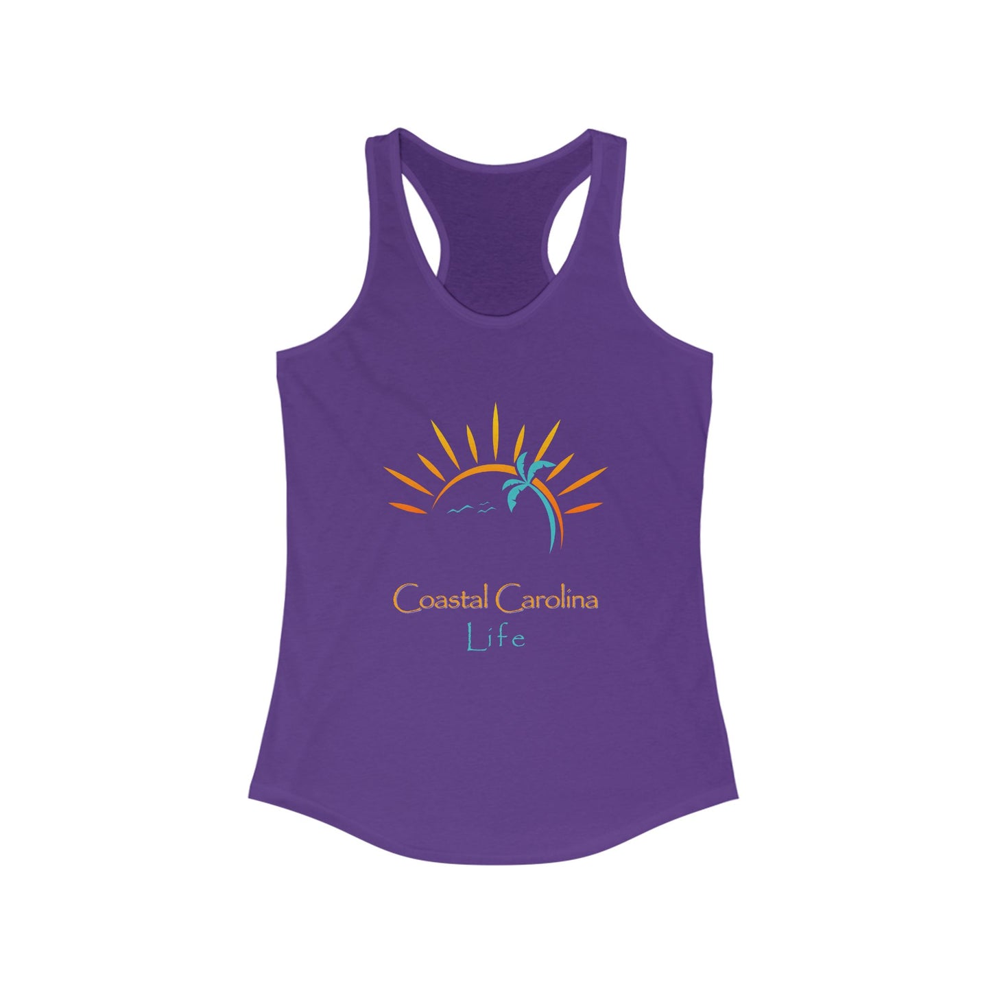 Women's Coastal Tank Top - Palm Tree and Sun Rays