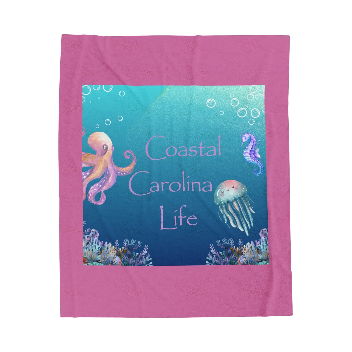 Octopus and Jellyfish Velveteen Plush Blanket