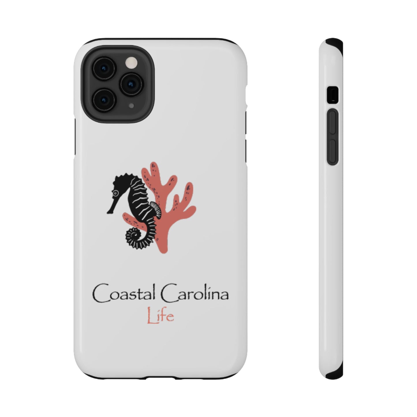Impact-Resistant Phone Case - iPhone or Samsung - Seahorse and Coral
