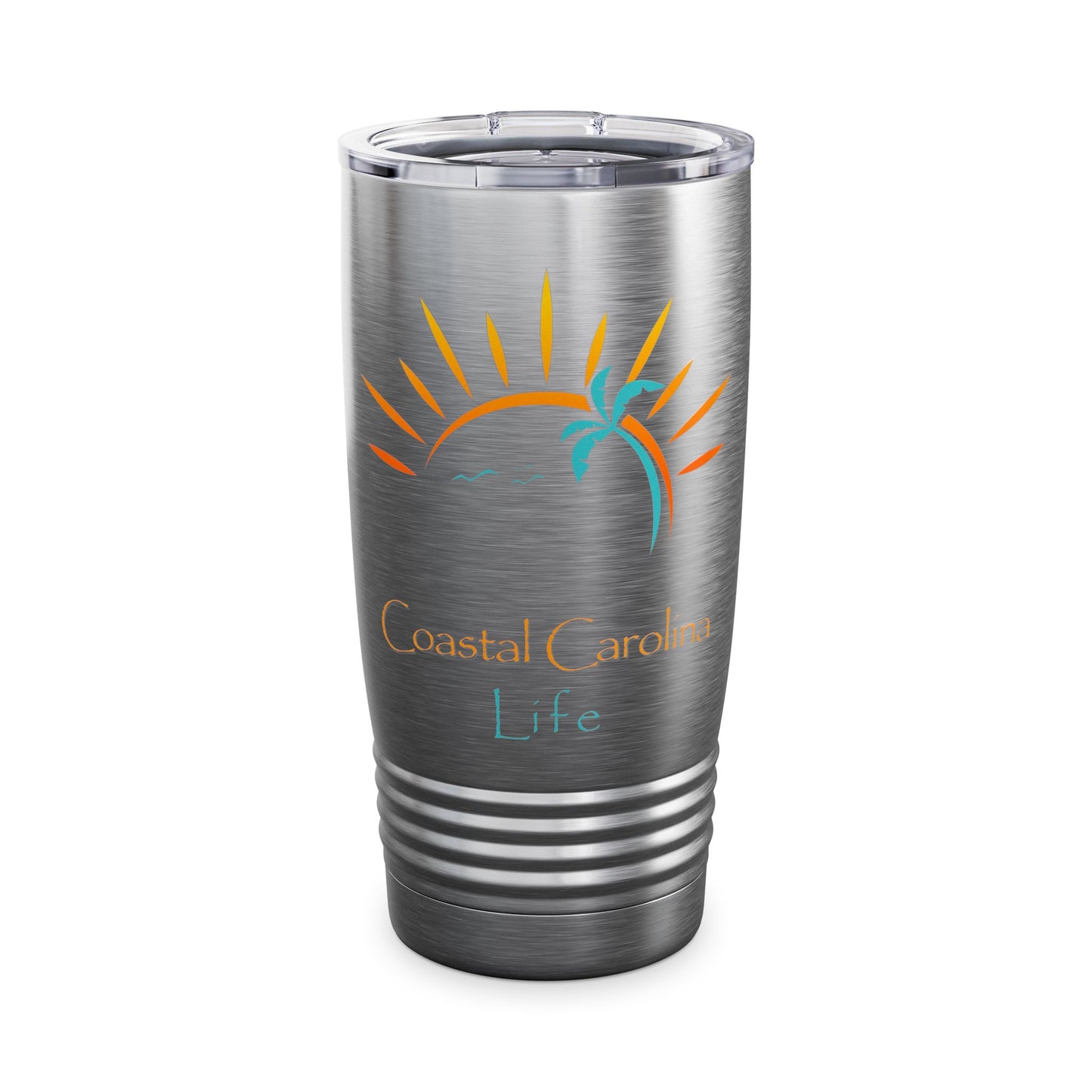 Palm Tree and Sun Rays Ringneck Tumbler