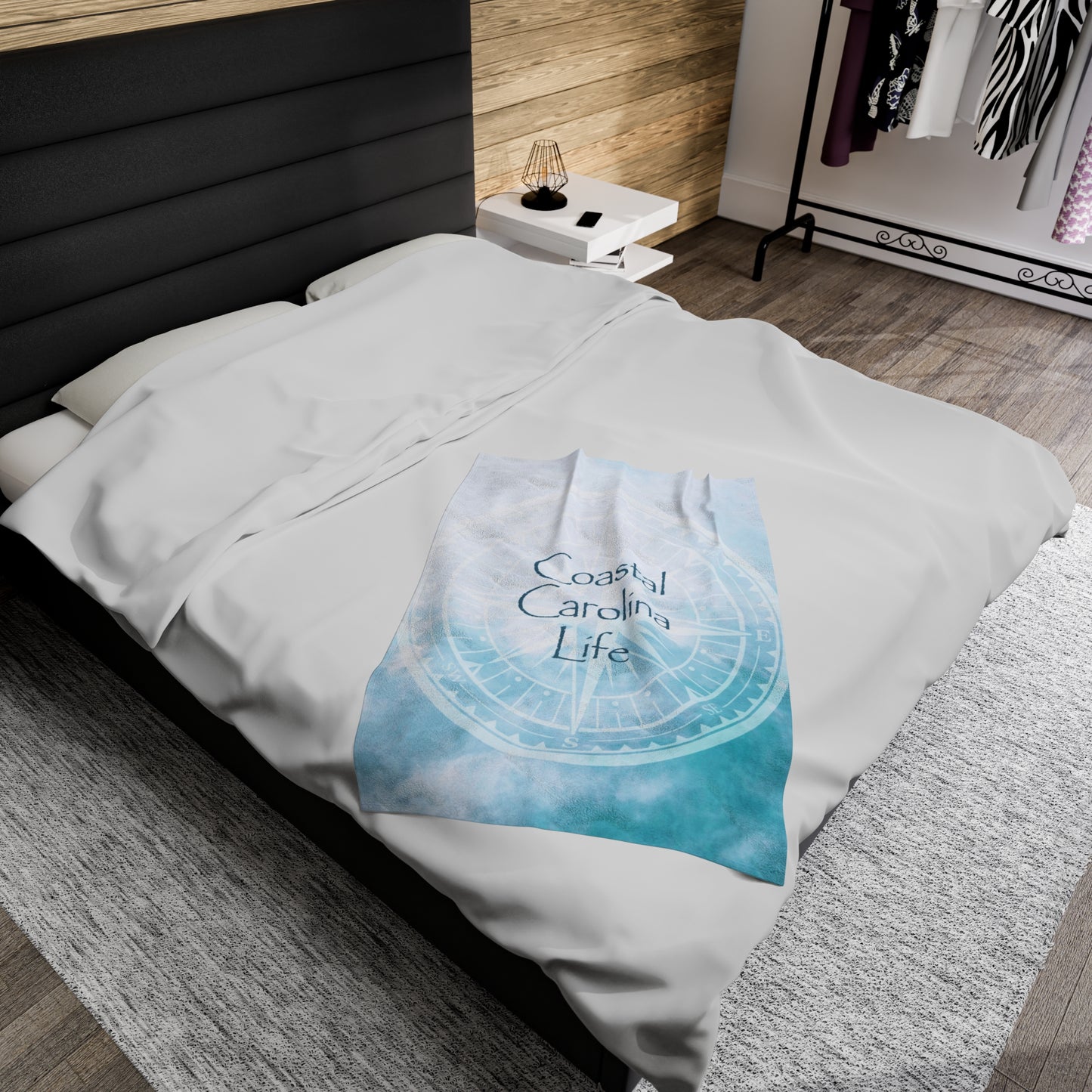 Compass with Clouds Velveteen Plush Blanket