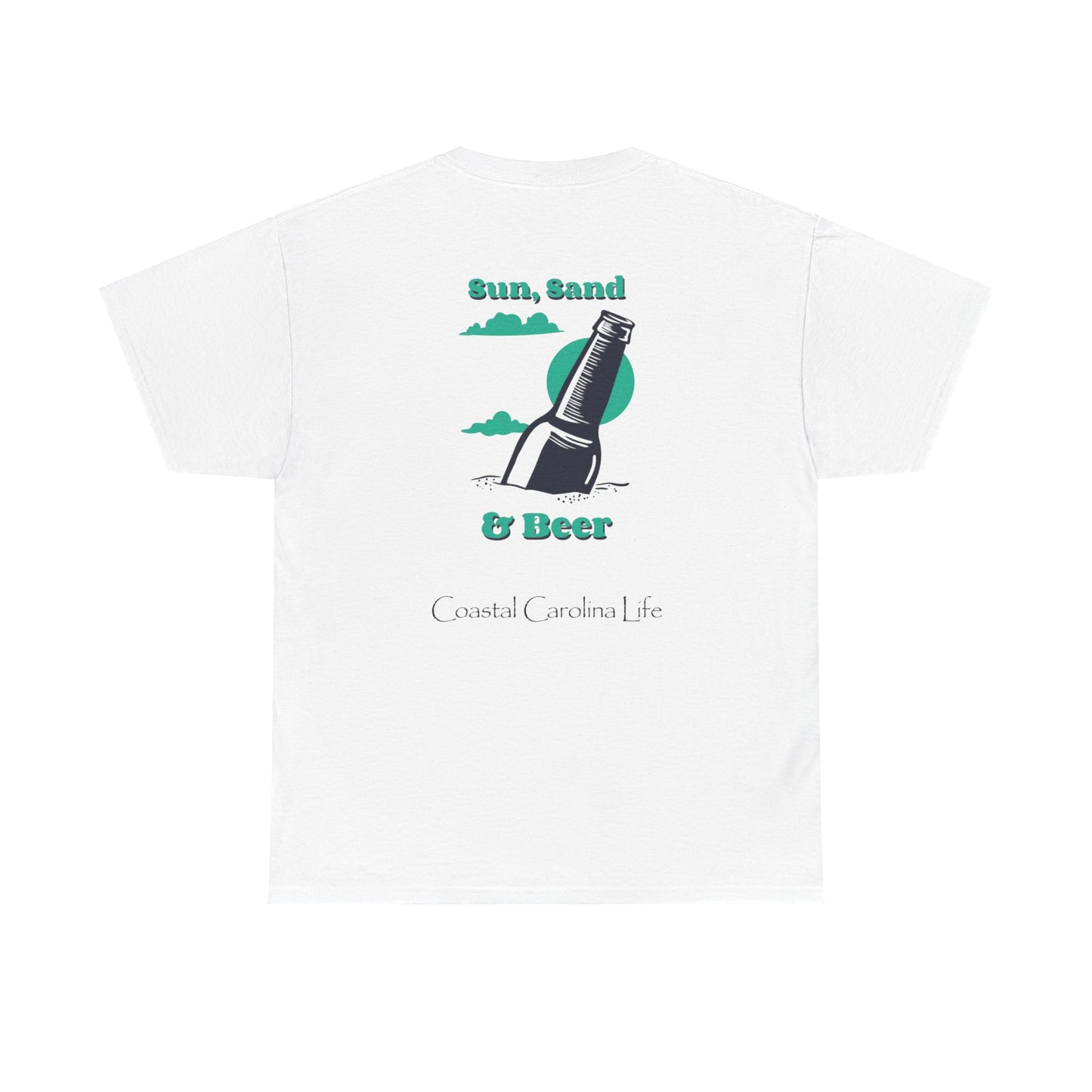 Men's Heavy Cotton T-Shirt - Sun, Sand & Beer