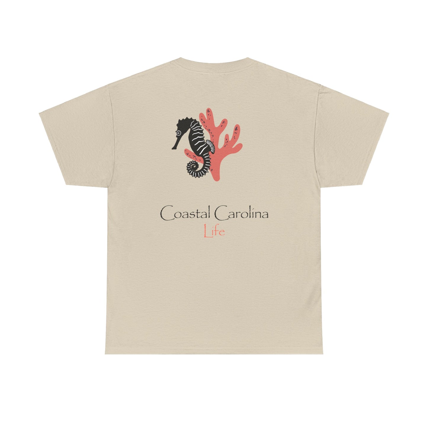 Women's Heavy Cotton T-Shirt - Seahorse and Coral
