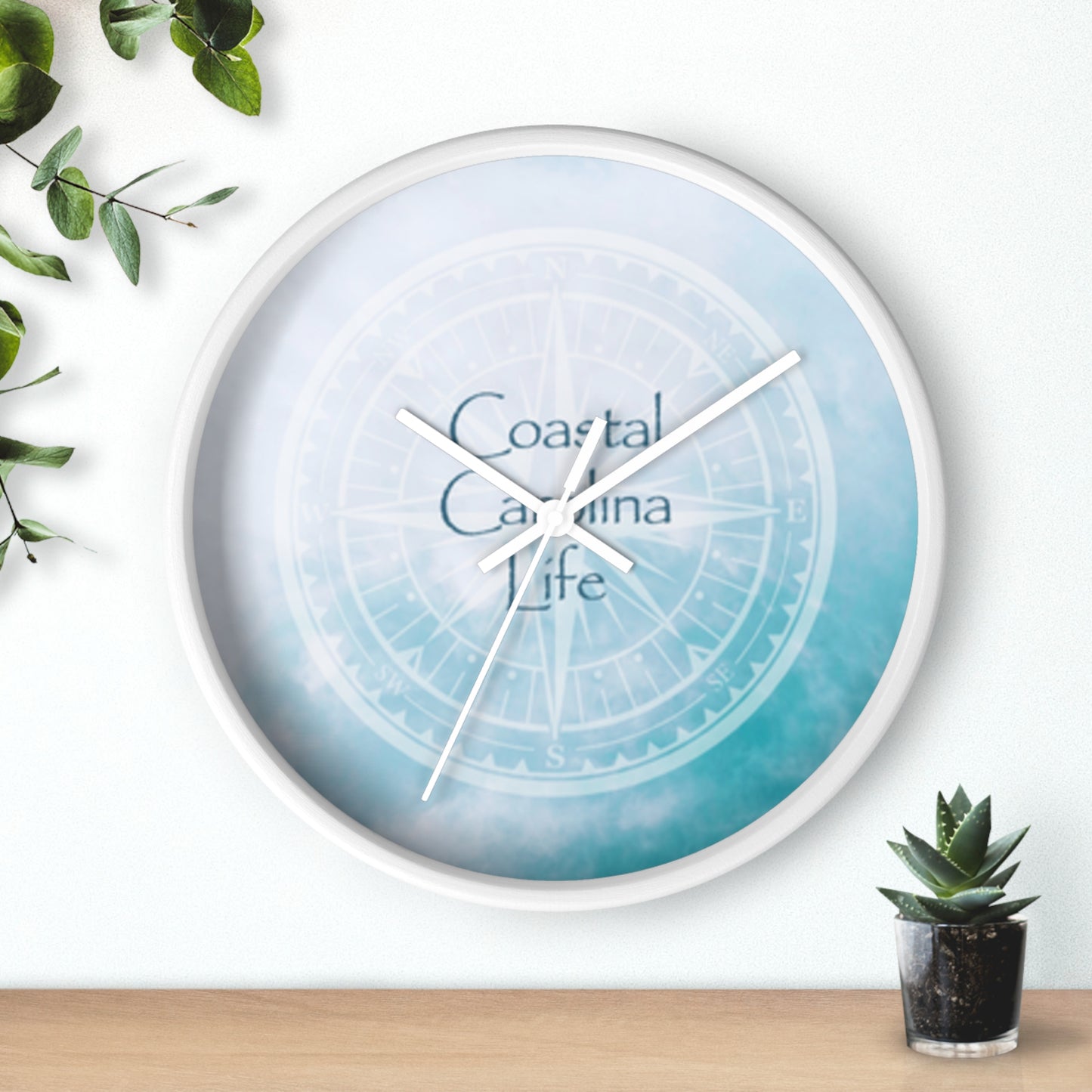 Compass with Clouds Coastal Carolina Wall Clock
